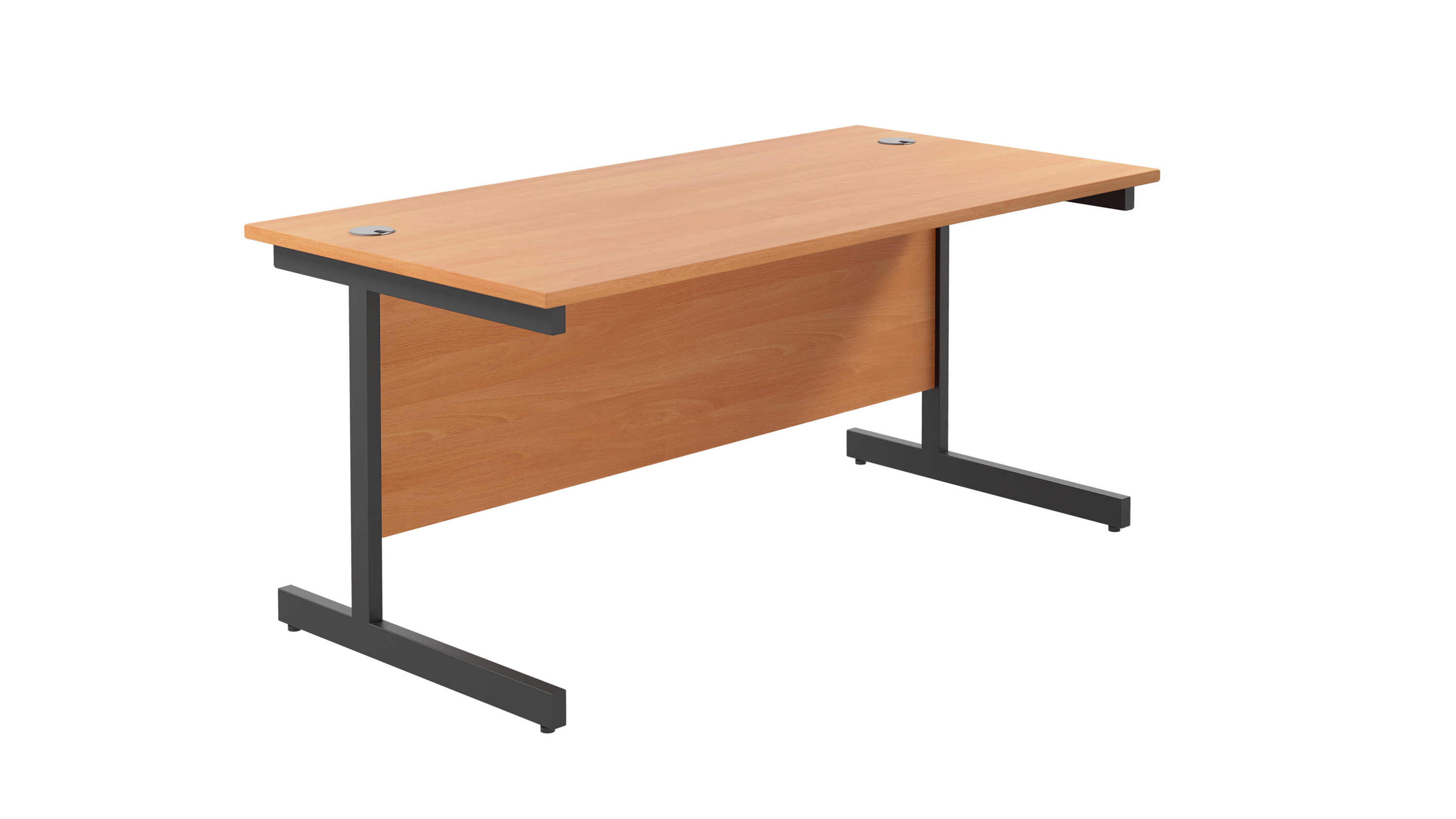 Single Upright Rectangular Desk | 1600X800 | Beech/Black