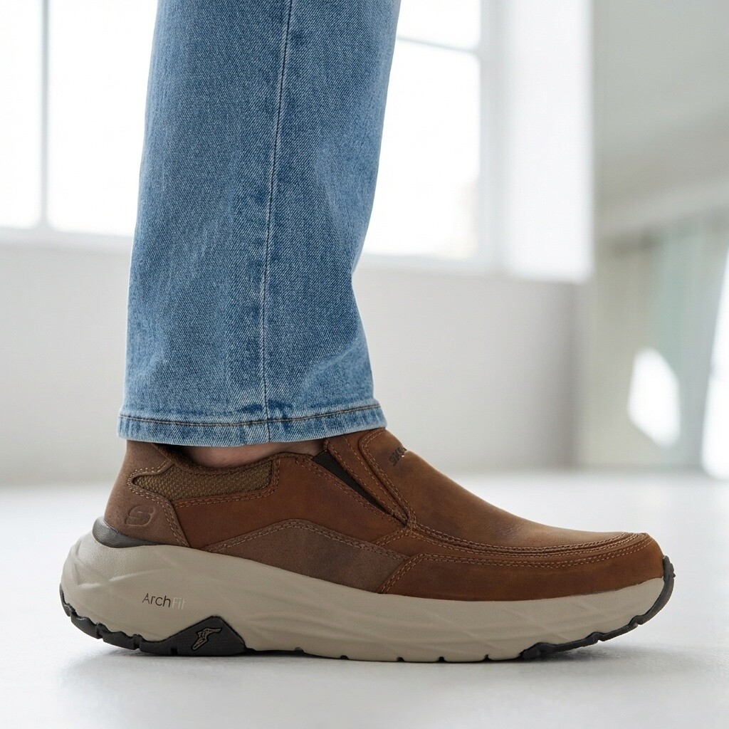 Skechers Arch Fit Maverick Instappers bruin Leer