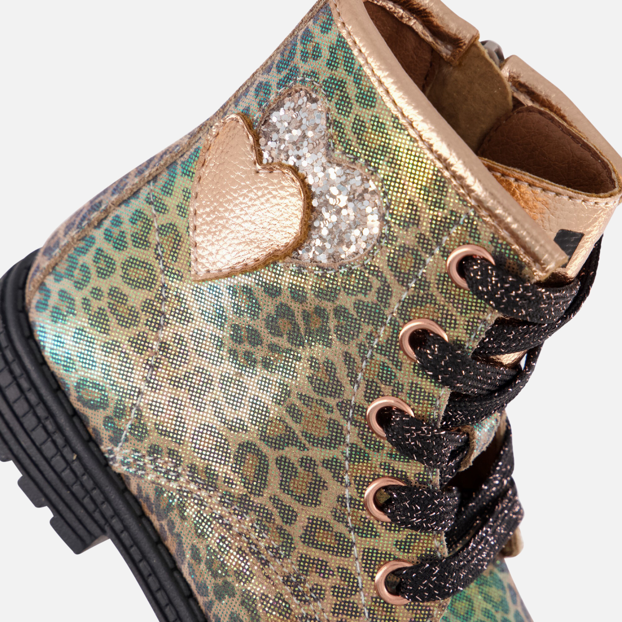 Muyters Leopard Veterboots goud Leer afbeelding 4