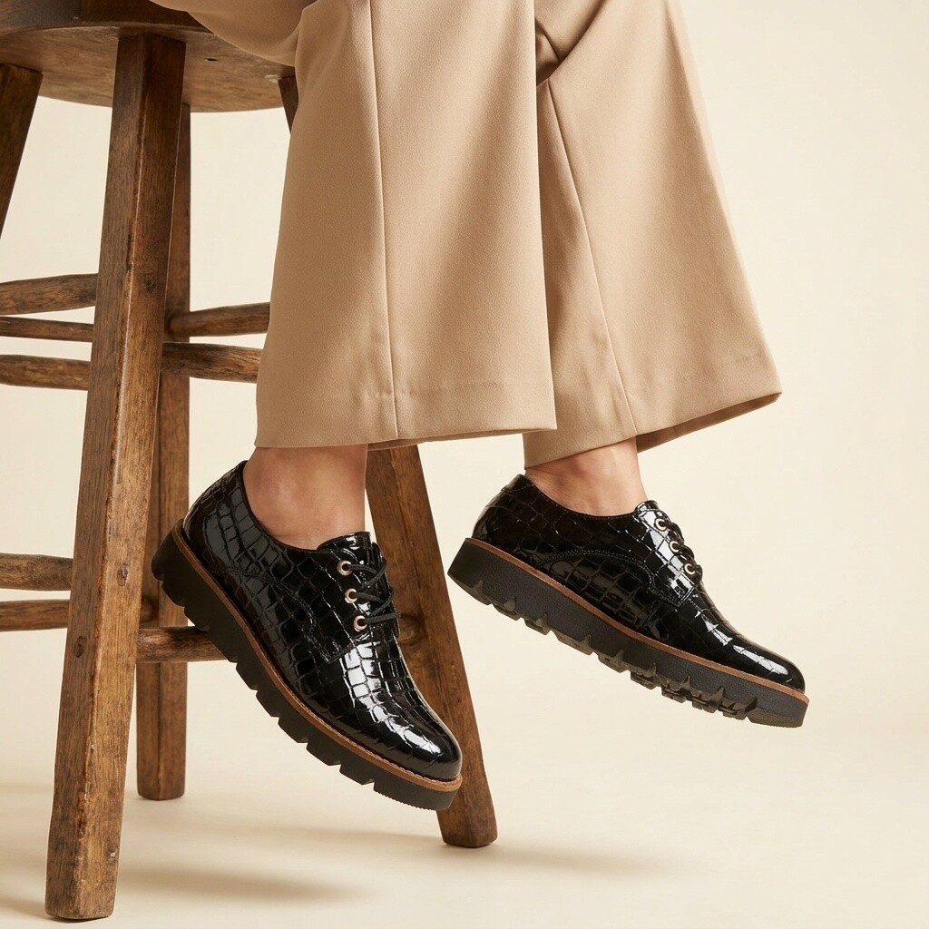 Feyn Feyn Veterschoenen zwart Lak