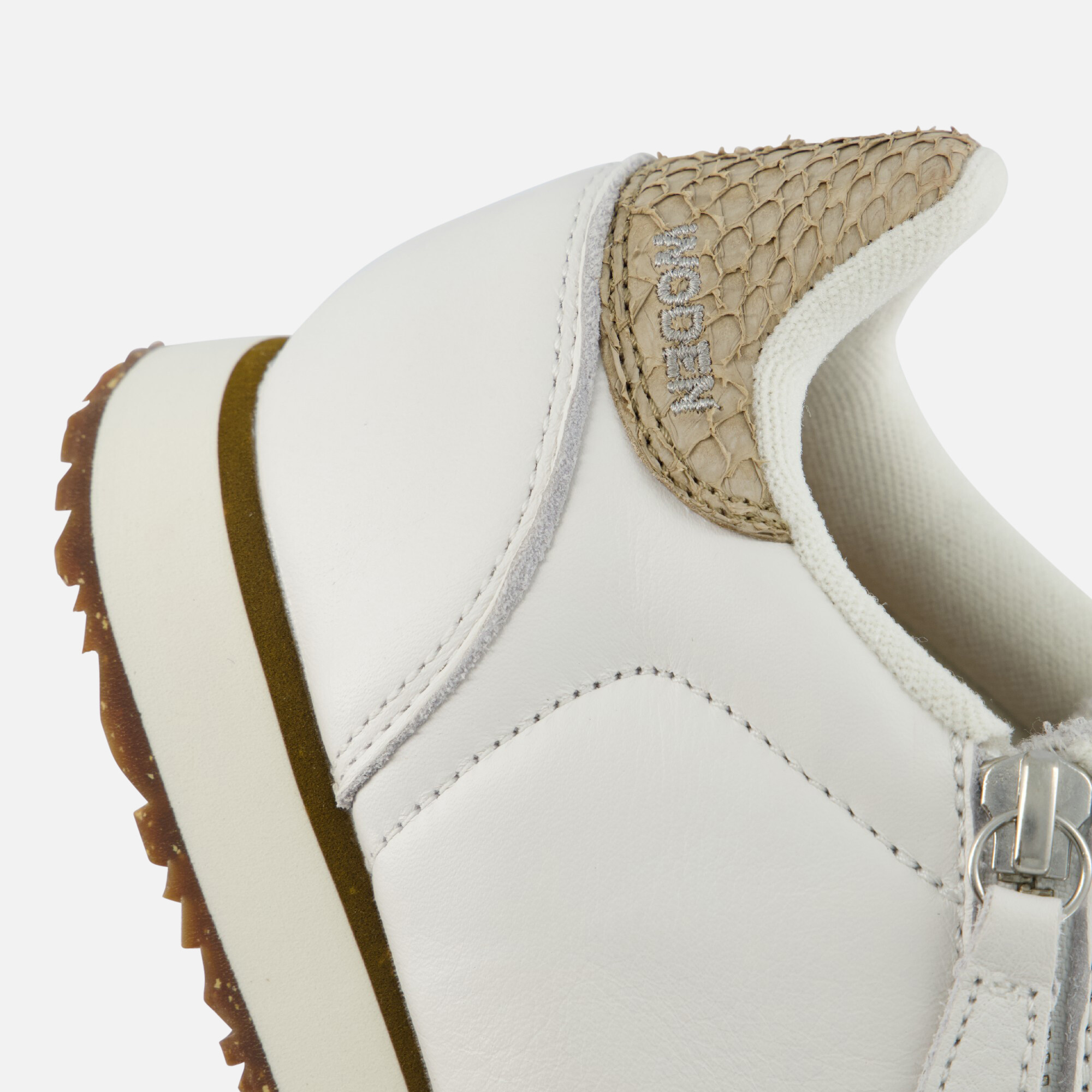Woden Ydun Zipper Sneakers wit Leer afbeelding 4