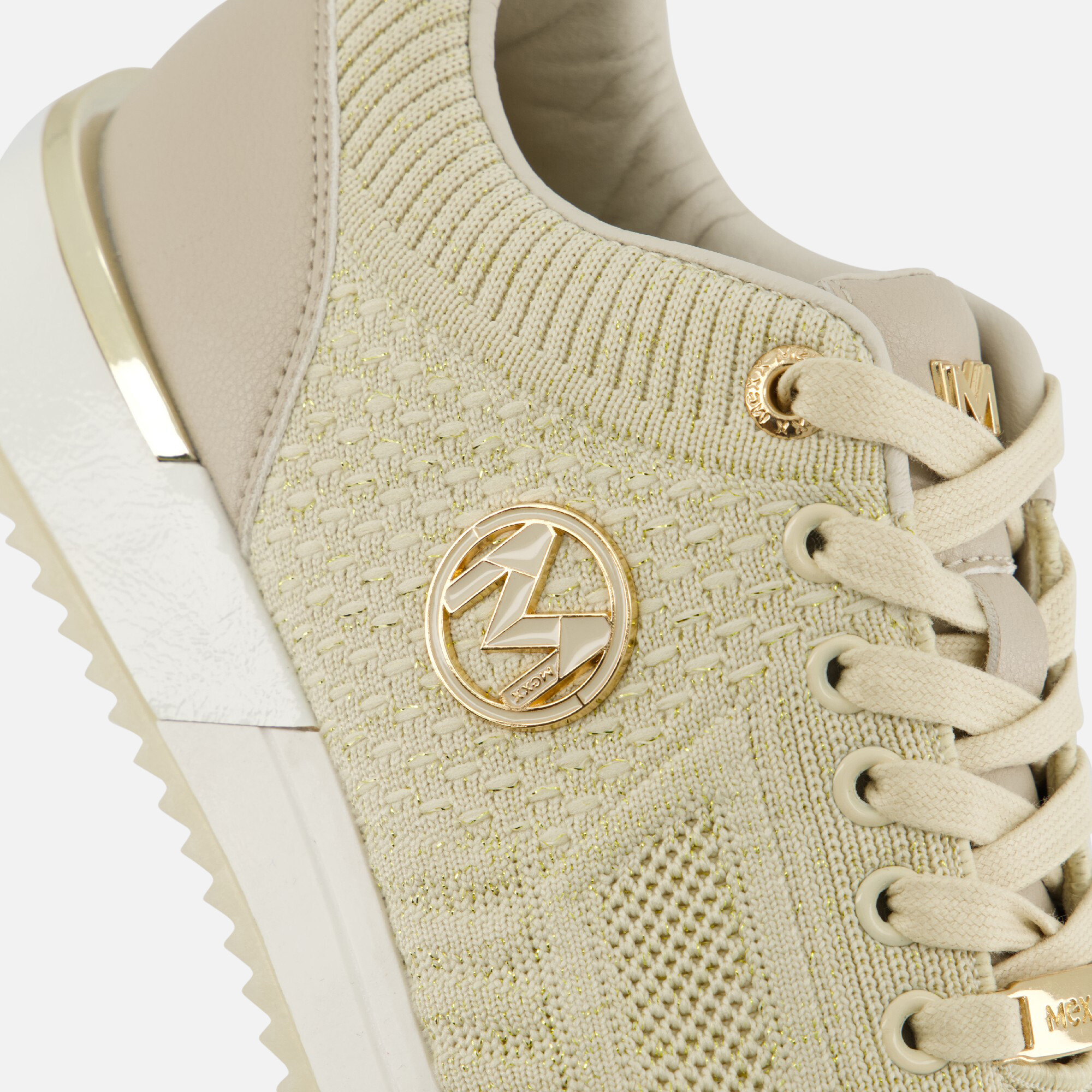 Mexx Gitte Glitter Sneakers beige Textiel afbeelding 4