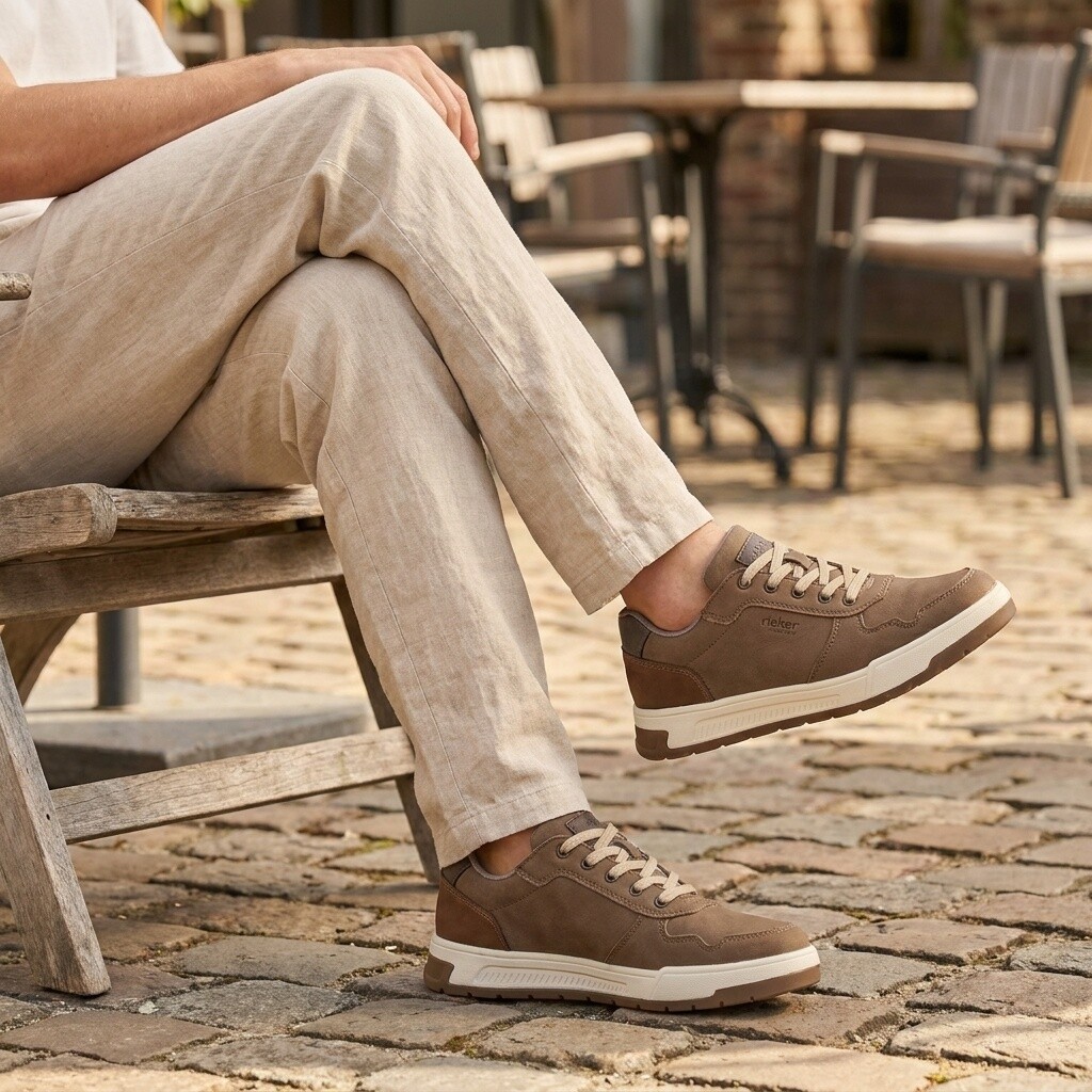Rieker Sneakers bruin H-leest Leer – Taupe