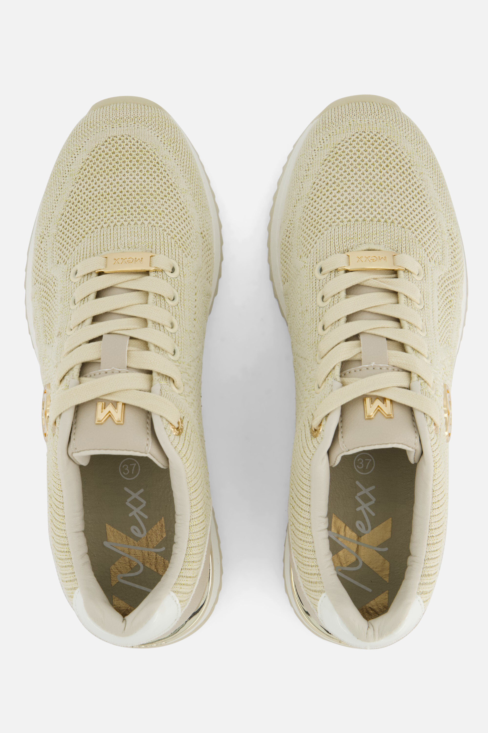 Mexx Gitte Glitter Sneakers beige Textiel afbeelding 2