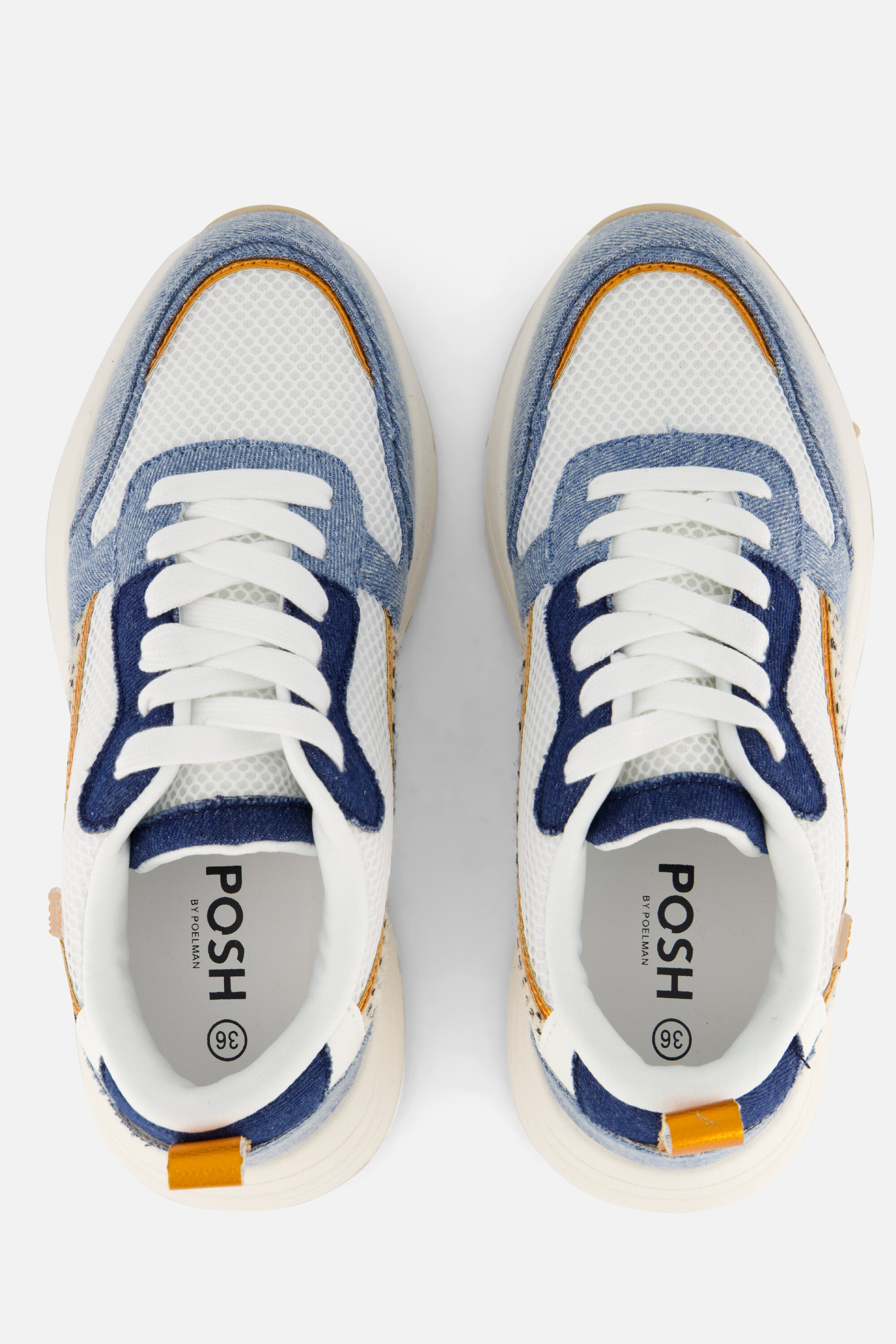 POSH by Poelman Denim Sneakers blauw Textiel afbeelding 3