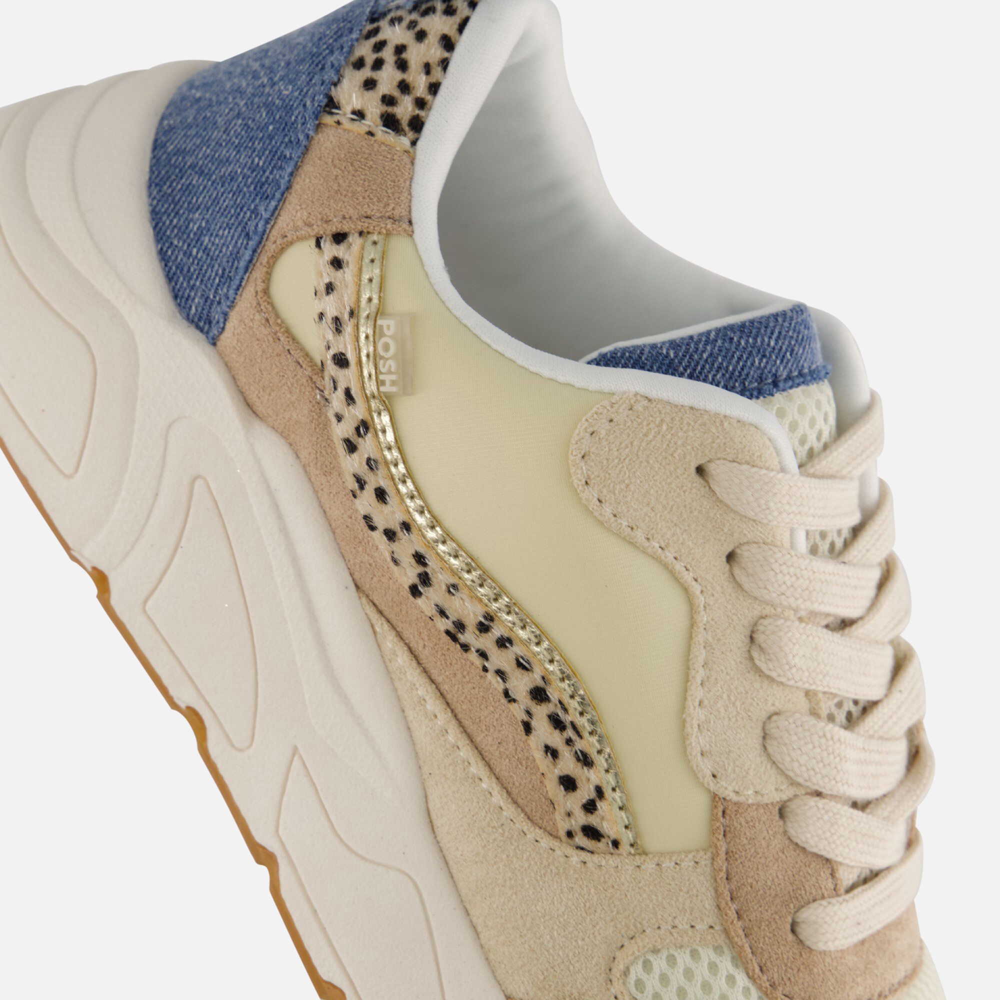 POSH by Poelman Charlie Sneakers beige Textiel afbeelding 4