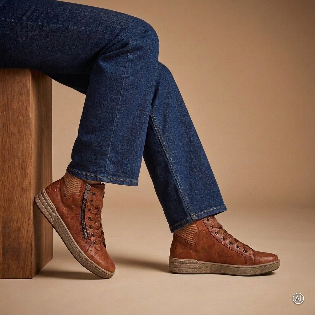 Rieker Rieker veterboots cognac