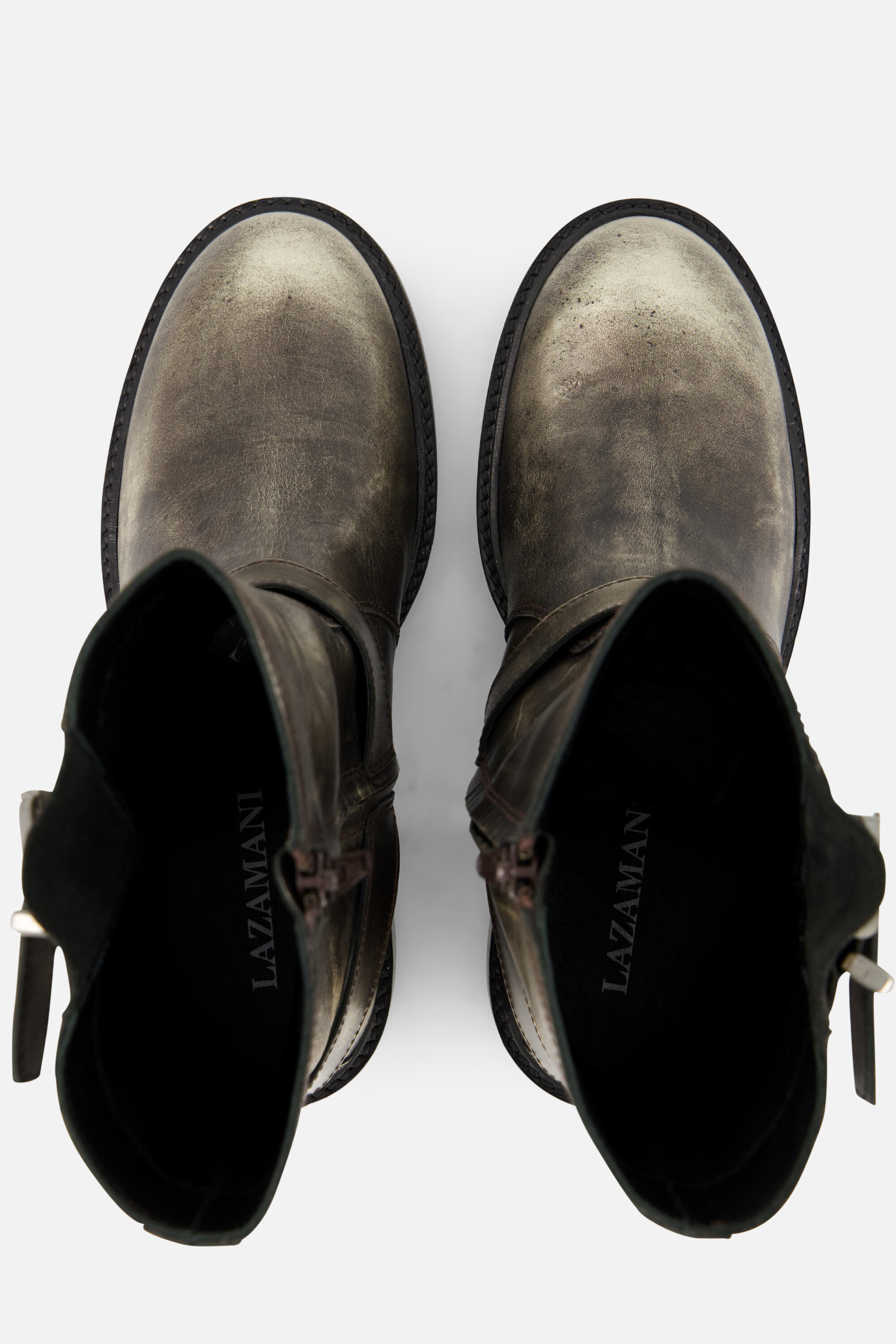 Lazamani Vintage Biker boots zilver Leer afbeelding 2