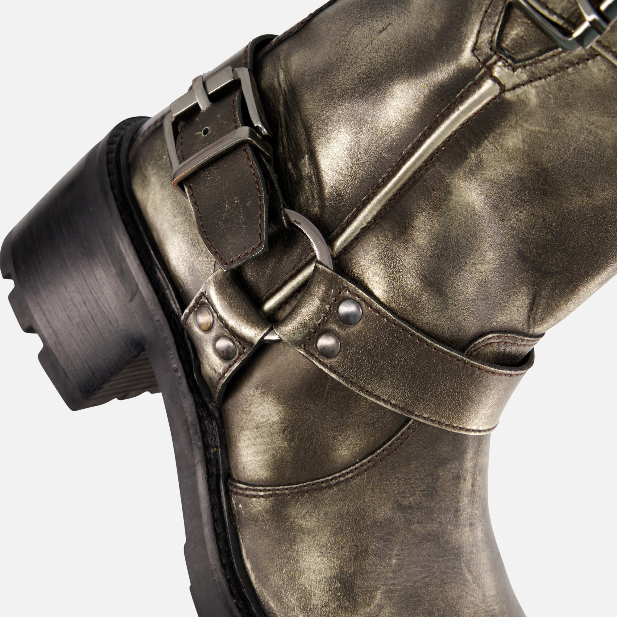 Lazamani Vintage Biker boots zilver Leer afbeelding 4