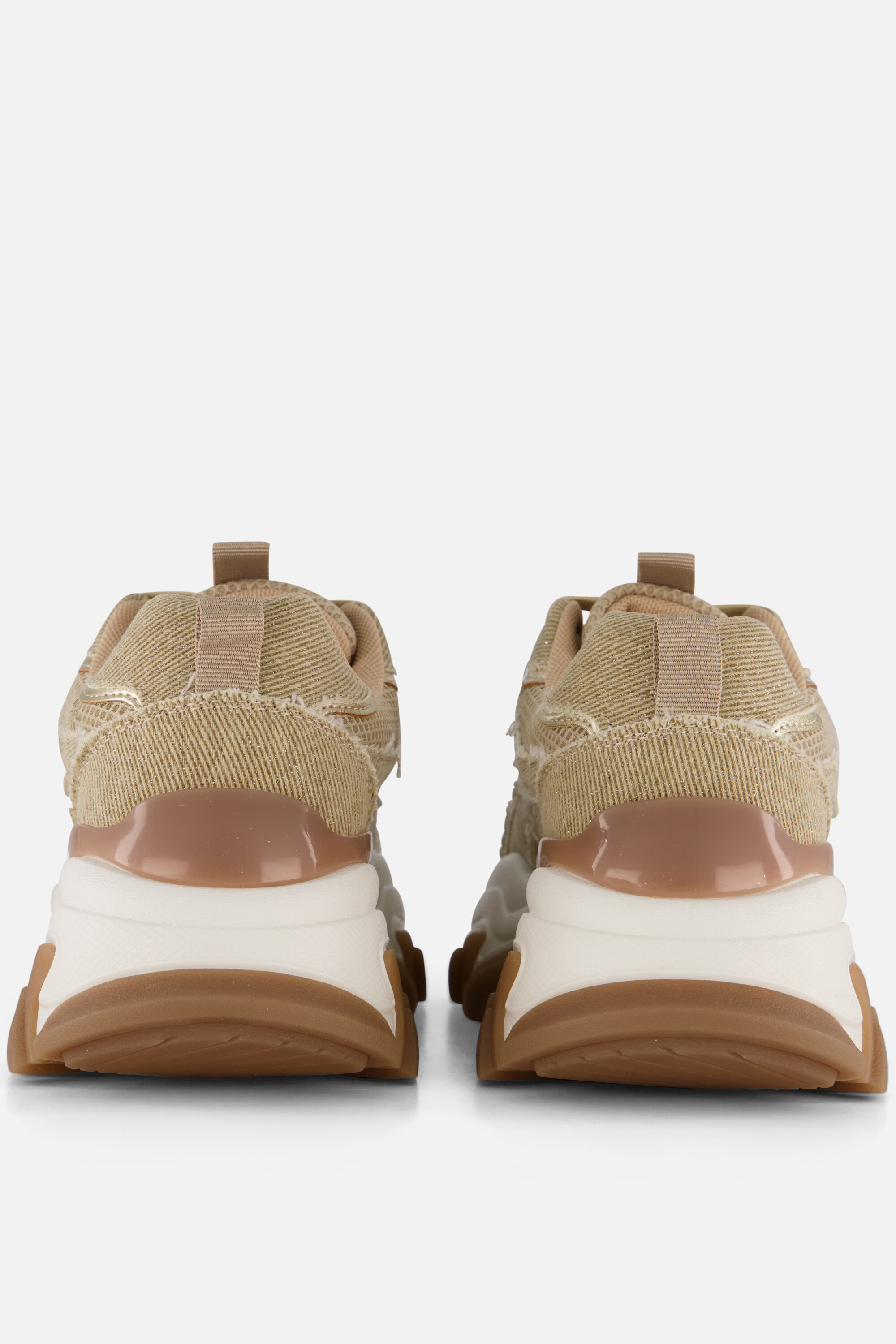 POSH by Poelman Glitter Sneakers beige Textiel afbeelding 2