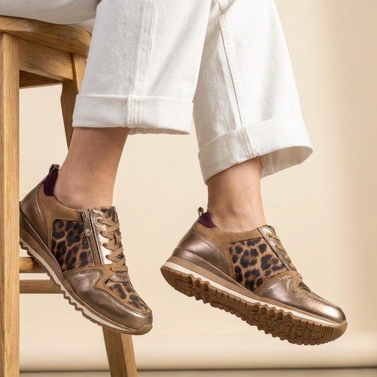 Marco Tozzi Marco Tozzi Leopard Sneakers beige Textiel