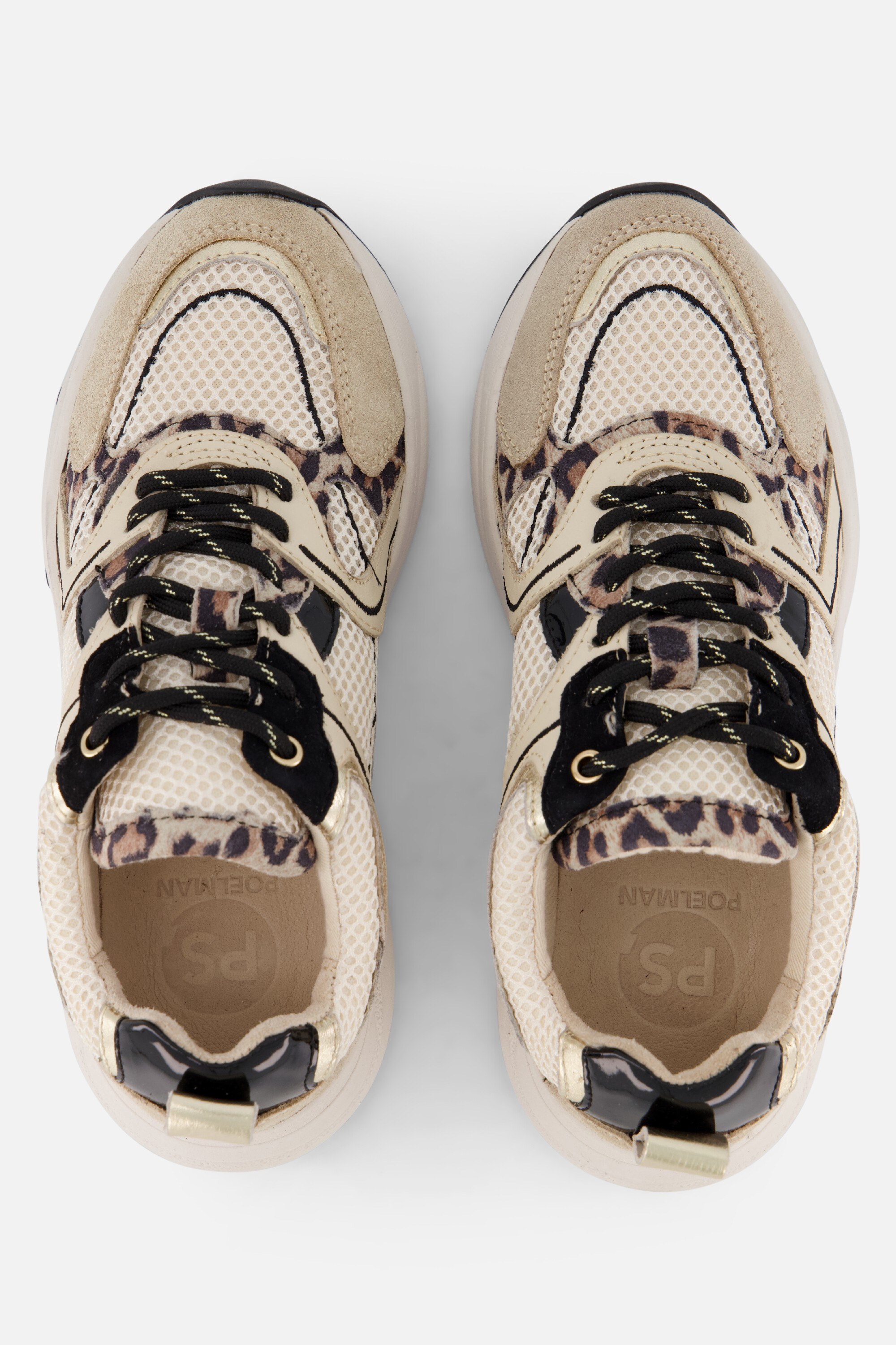 PS Poelman Sneakers beige Leer afbeelding 2