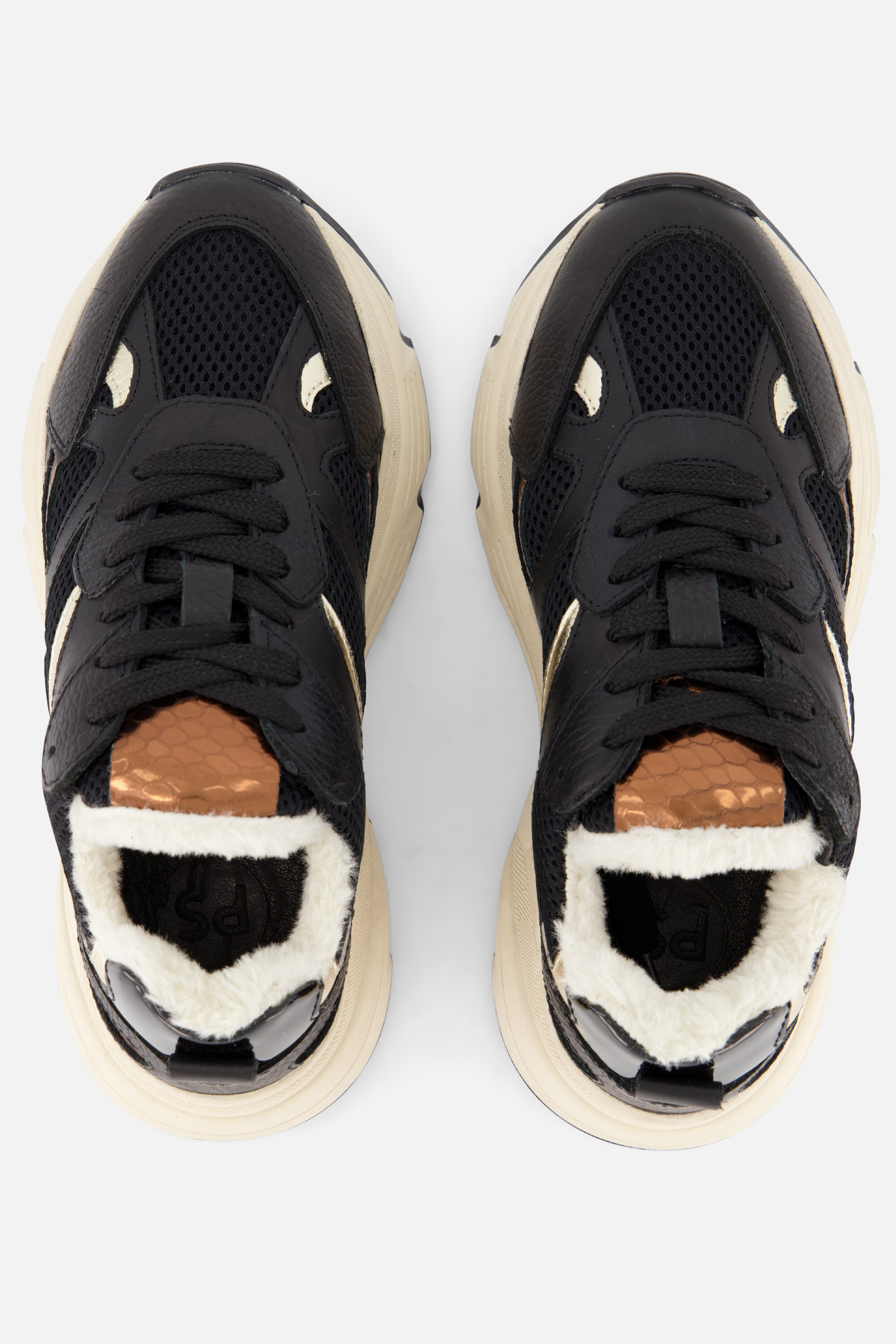 PS Poelman Sneakers Metallic zwart Leer afbeelding 2