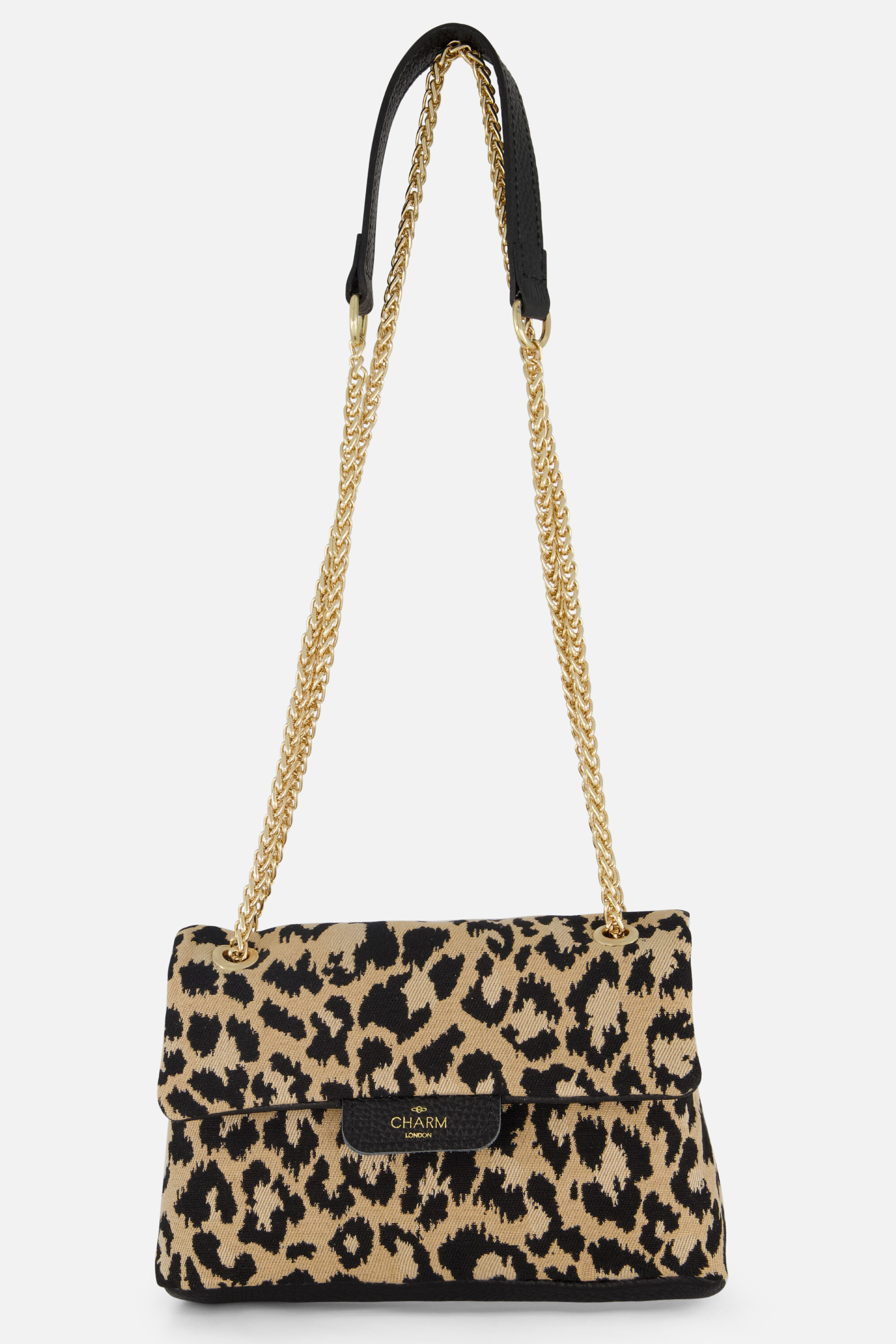 Charm Leopard Schoudertas bruin Textiel afbeelding 4
