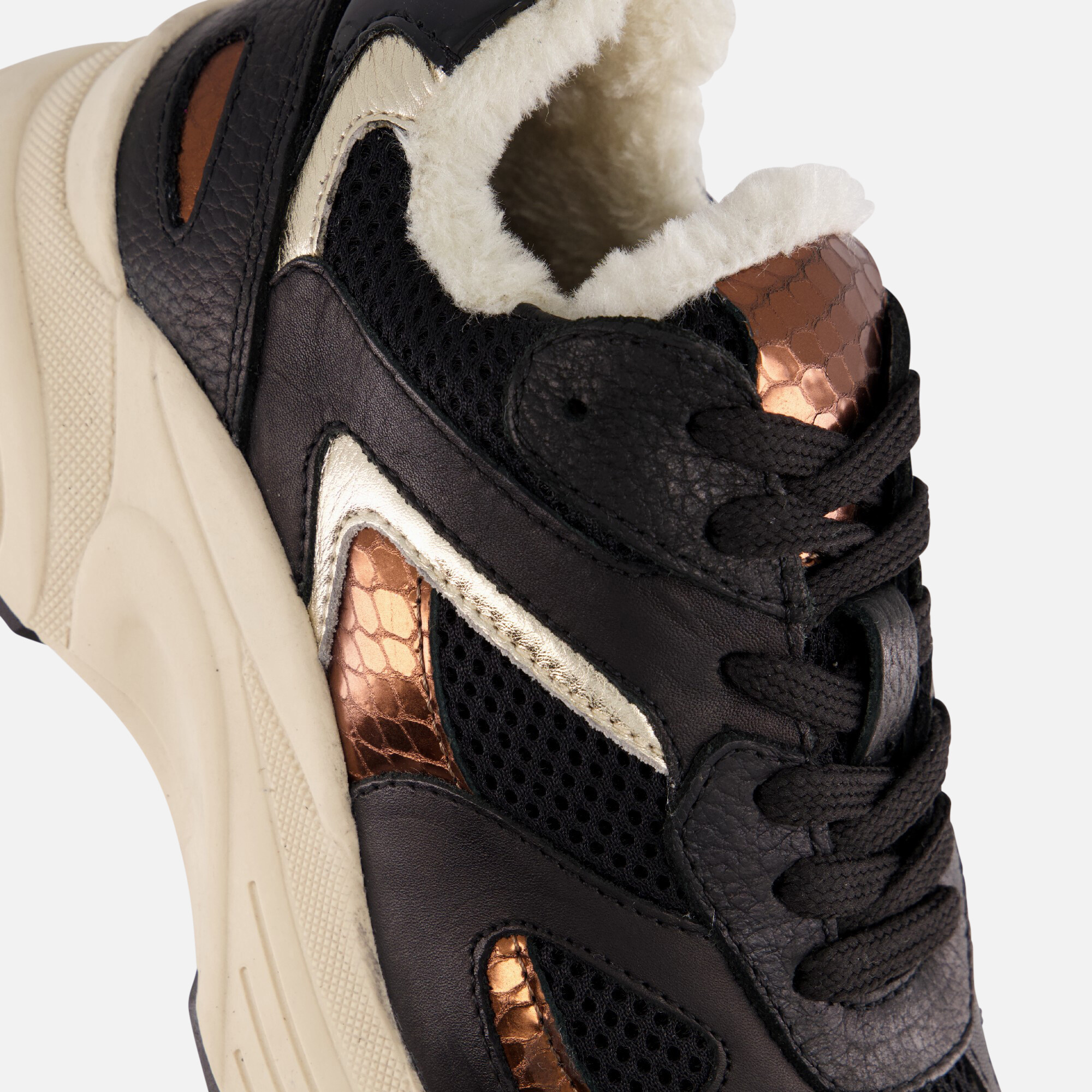 PS Poelman Sneakers Metallic zwart Leer afbeelding 4