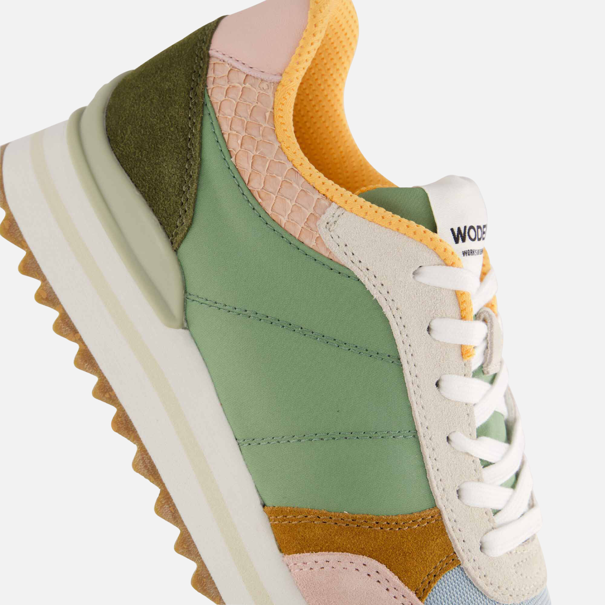 Woden Ronja Plateau Sneakers groen Leer afbeelding 4