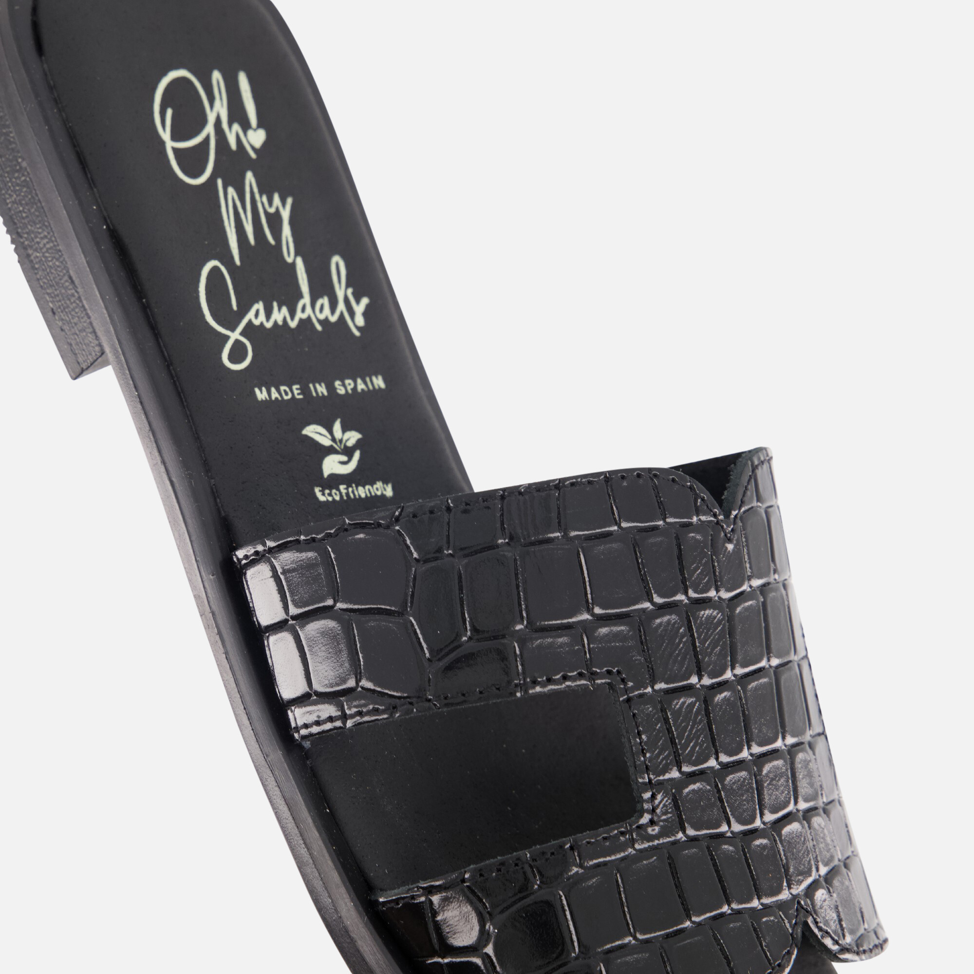 Oh My Sandals Slippers zwart Leer afbeelding 4