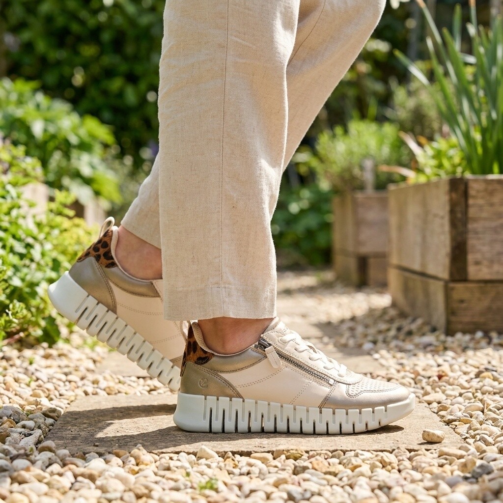 ECCO Gruuv Sneakers wit Leer – Beige