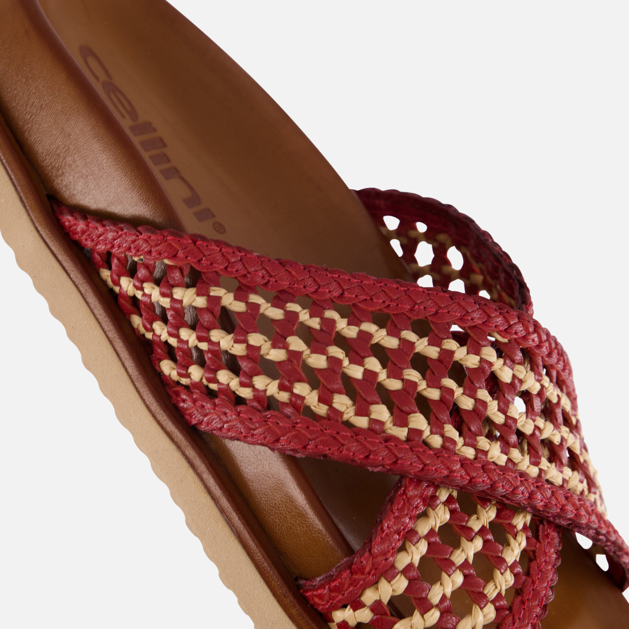Cellini Raffia Slippers rood Textiel afbeelding 4