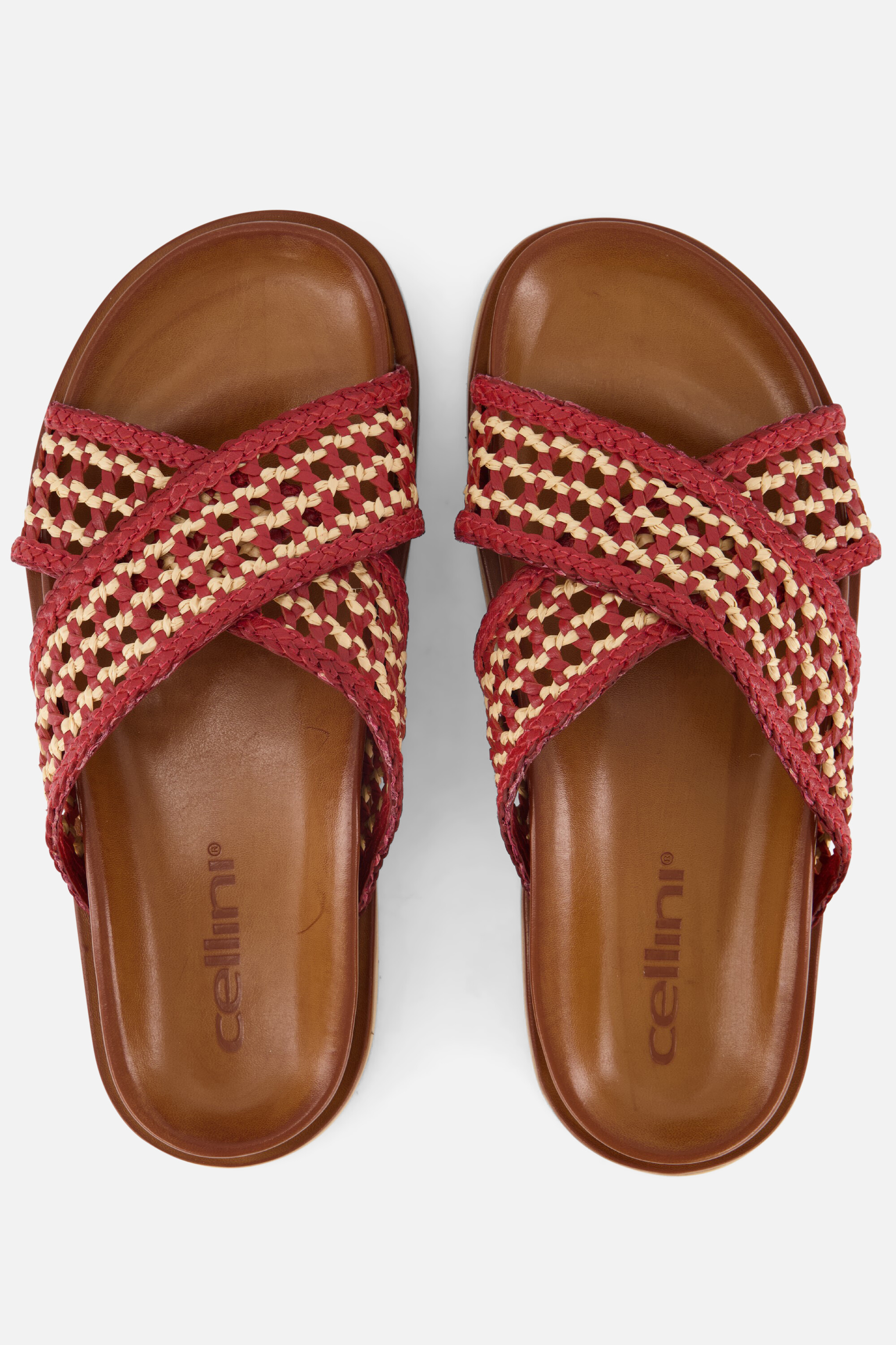 Cellini Raffia Slippers rood Textiel afbeelding 2