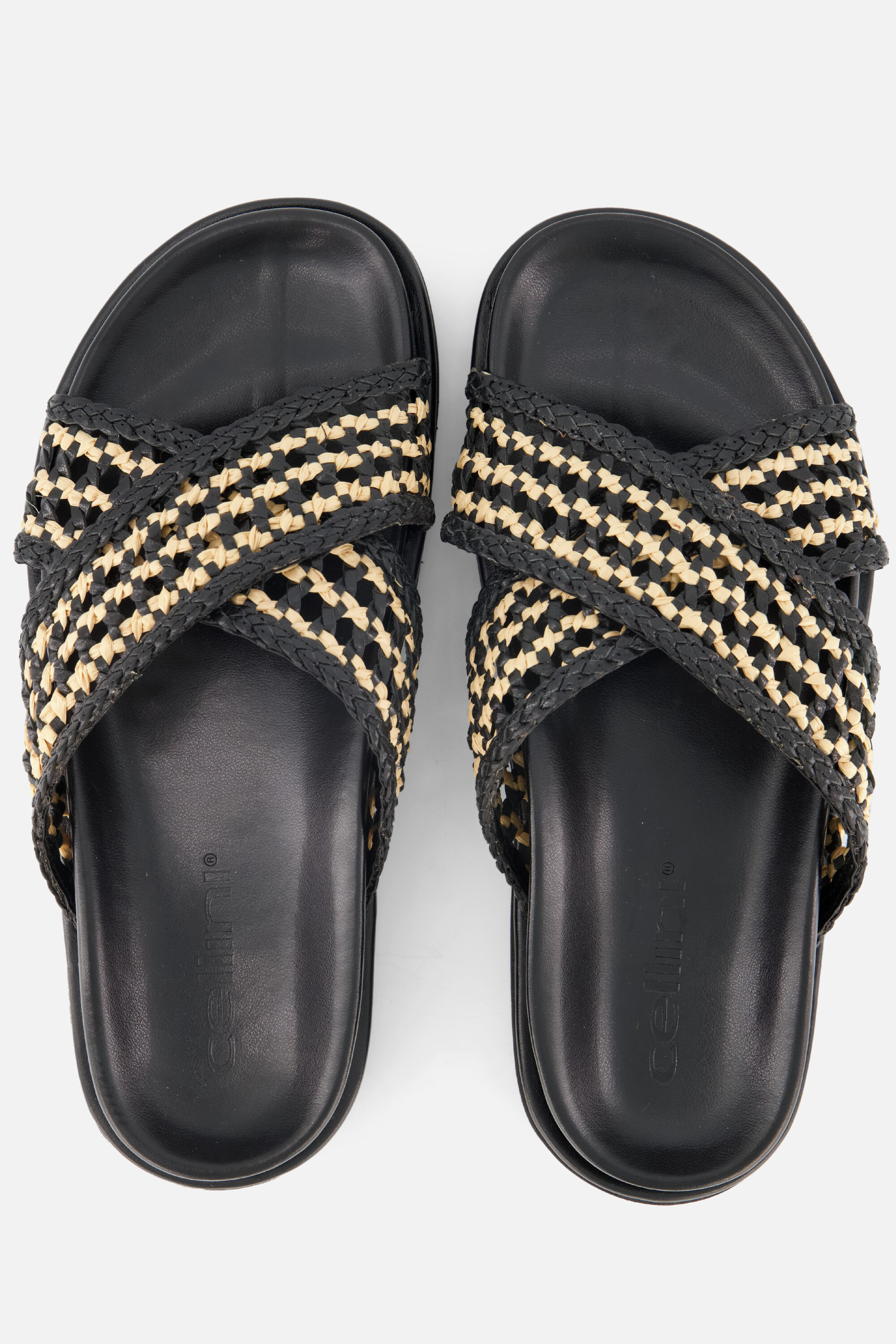 Cellini Raffia Slippers zwart Textiel afbeelding 2