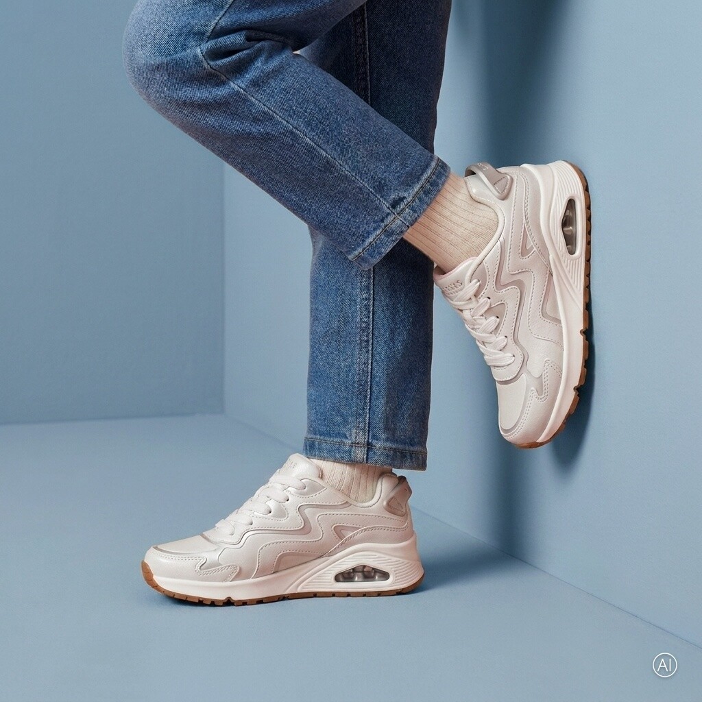 Skechers Skechers Uno Gen1 Wavy Shimmer Sneakers wit