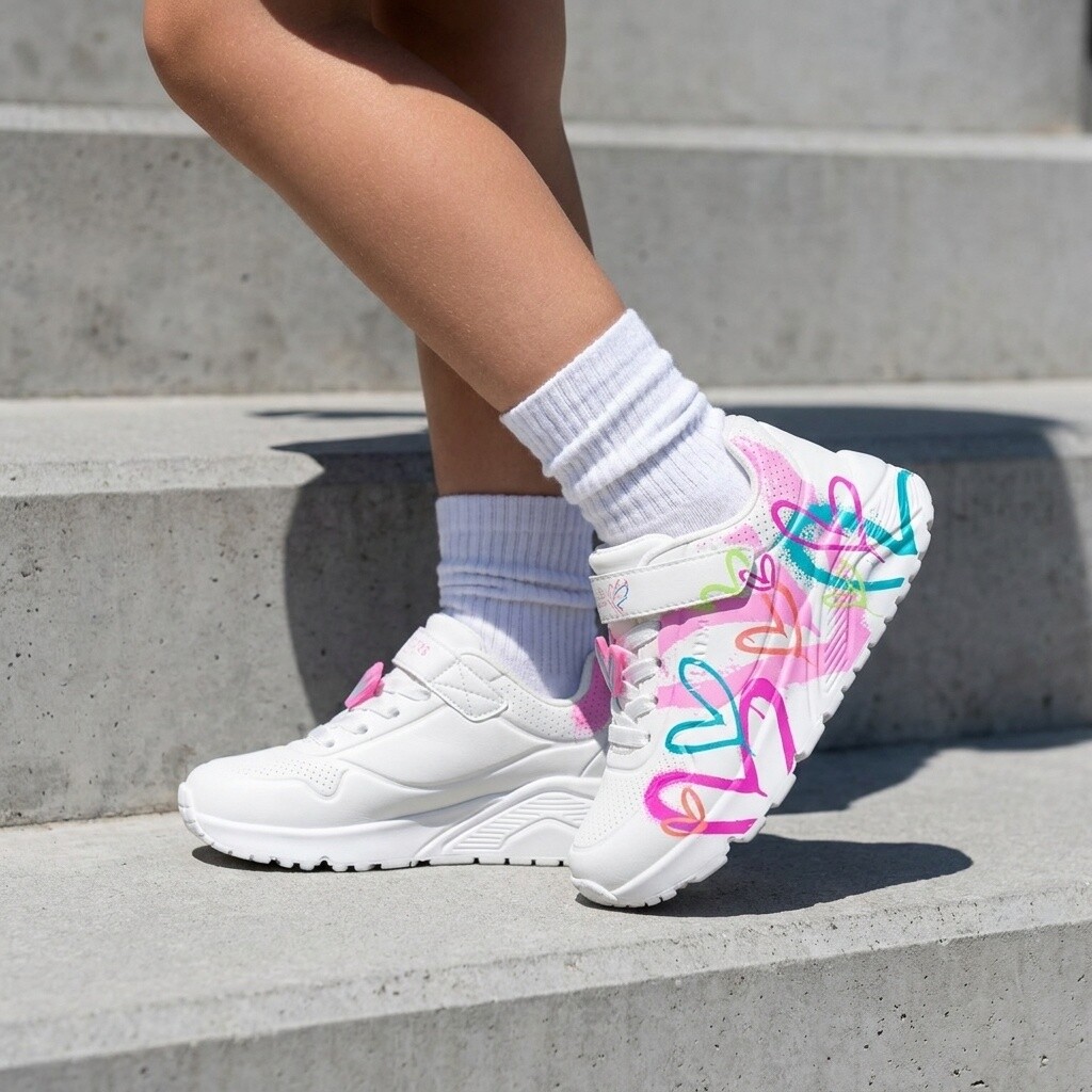 Skechers Skechers Uno Lite Graffiti Hearts wit Synthetisch