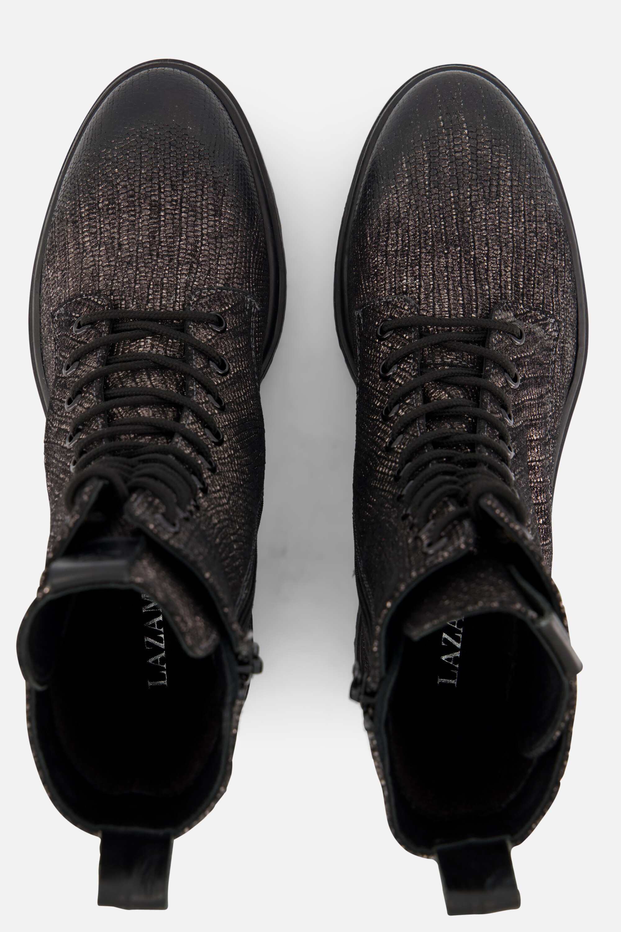 Lazamani Metallic Veterboots grijs Leer afbeelding 2