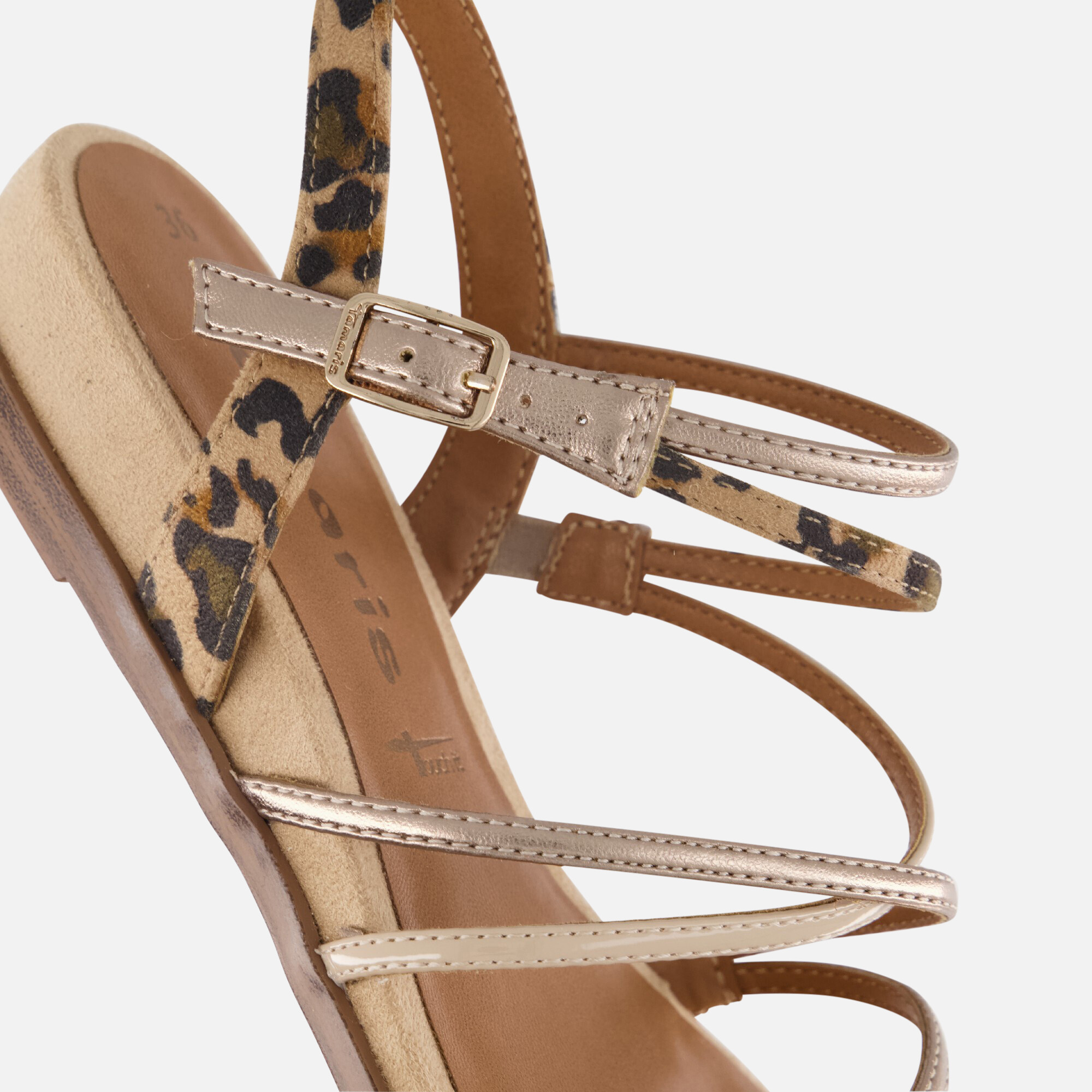Tamaris Leopard Sandalen beige Textiel afbeelding 3