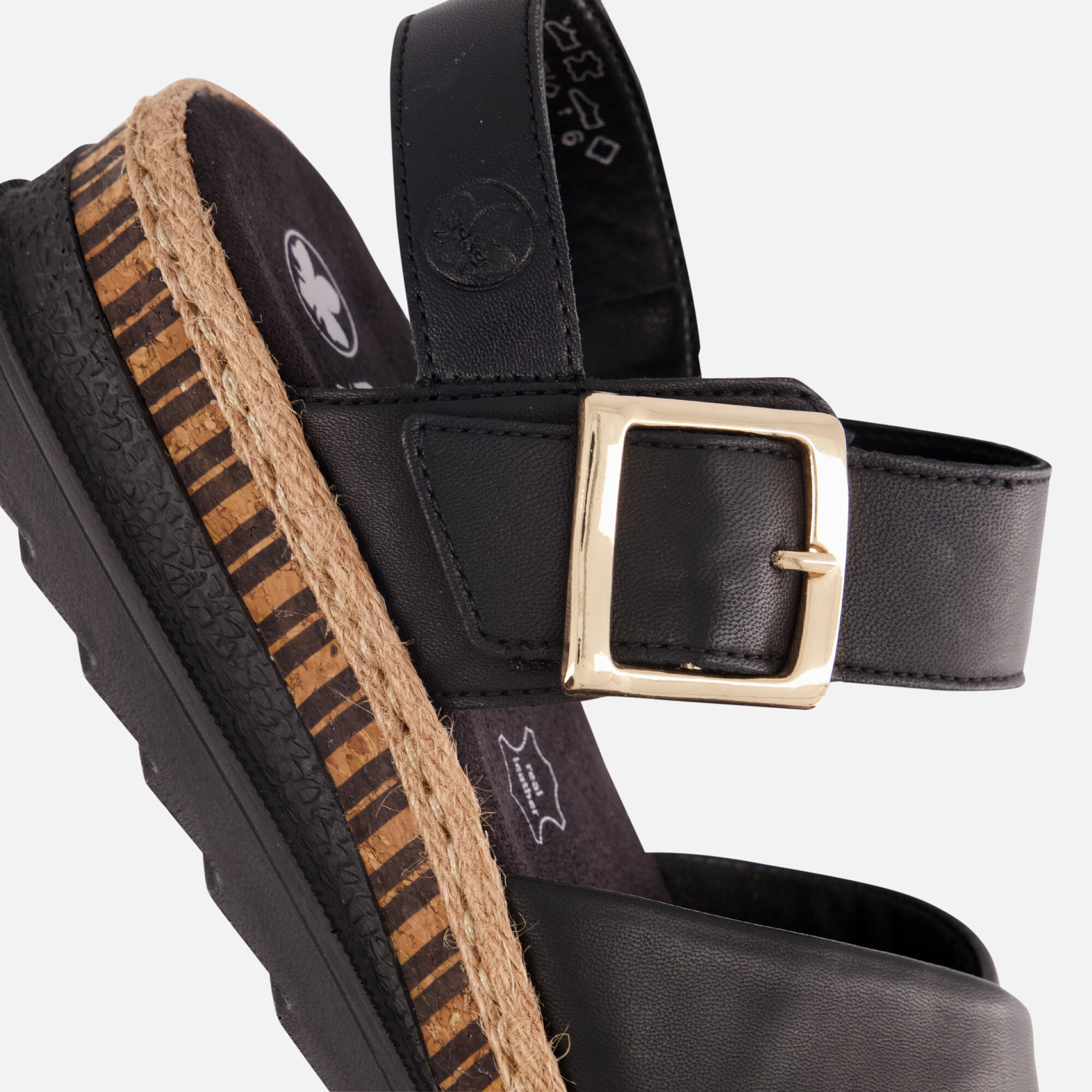 Rieker Sandalen zwart Leer afbeelding 3