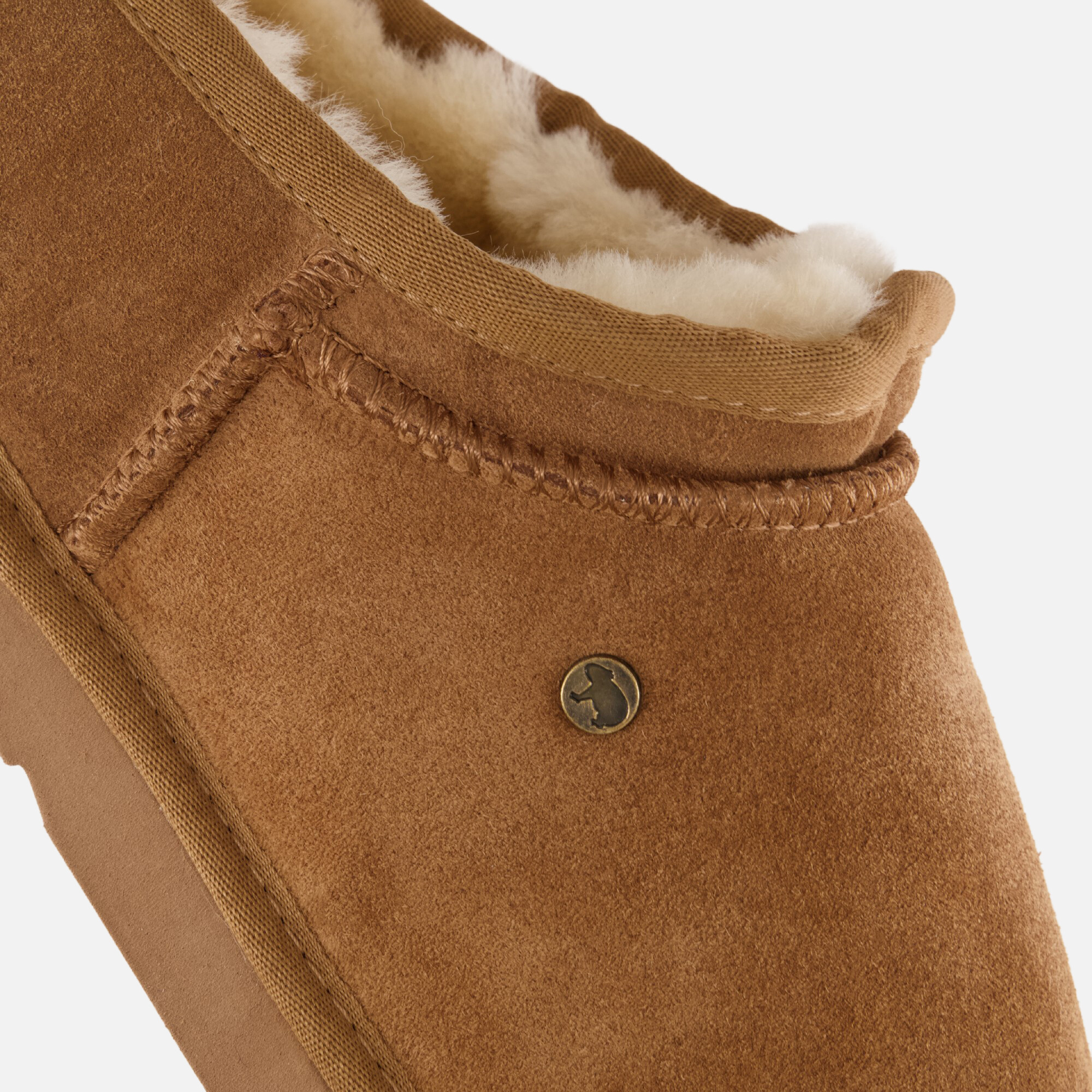 Warmbat Conner Pantoffels cognac Suede afbeelding 4
