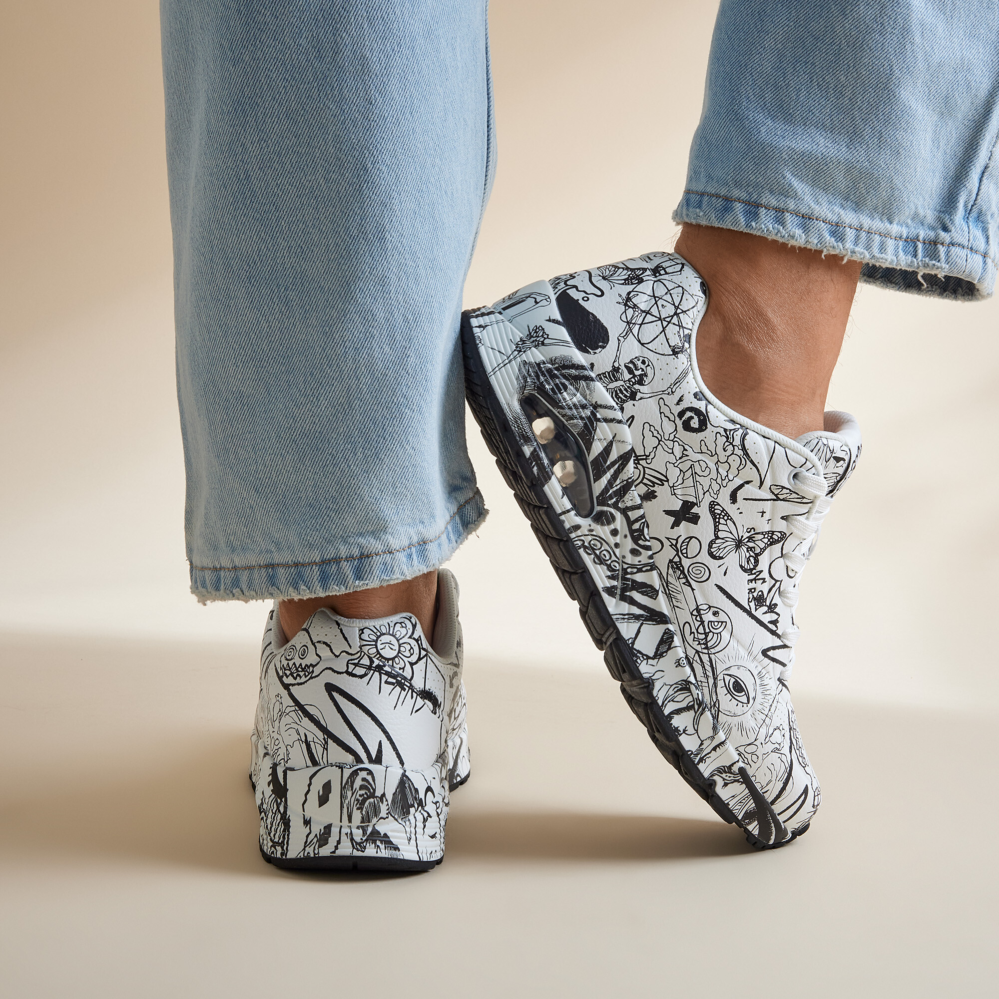 Skechers Skechers Uno-Process Sketch Sneakers wit