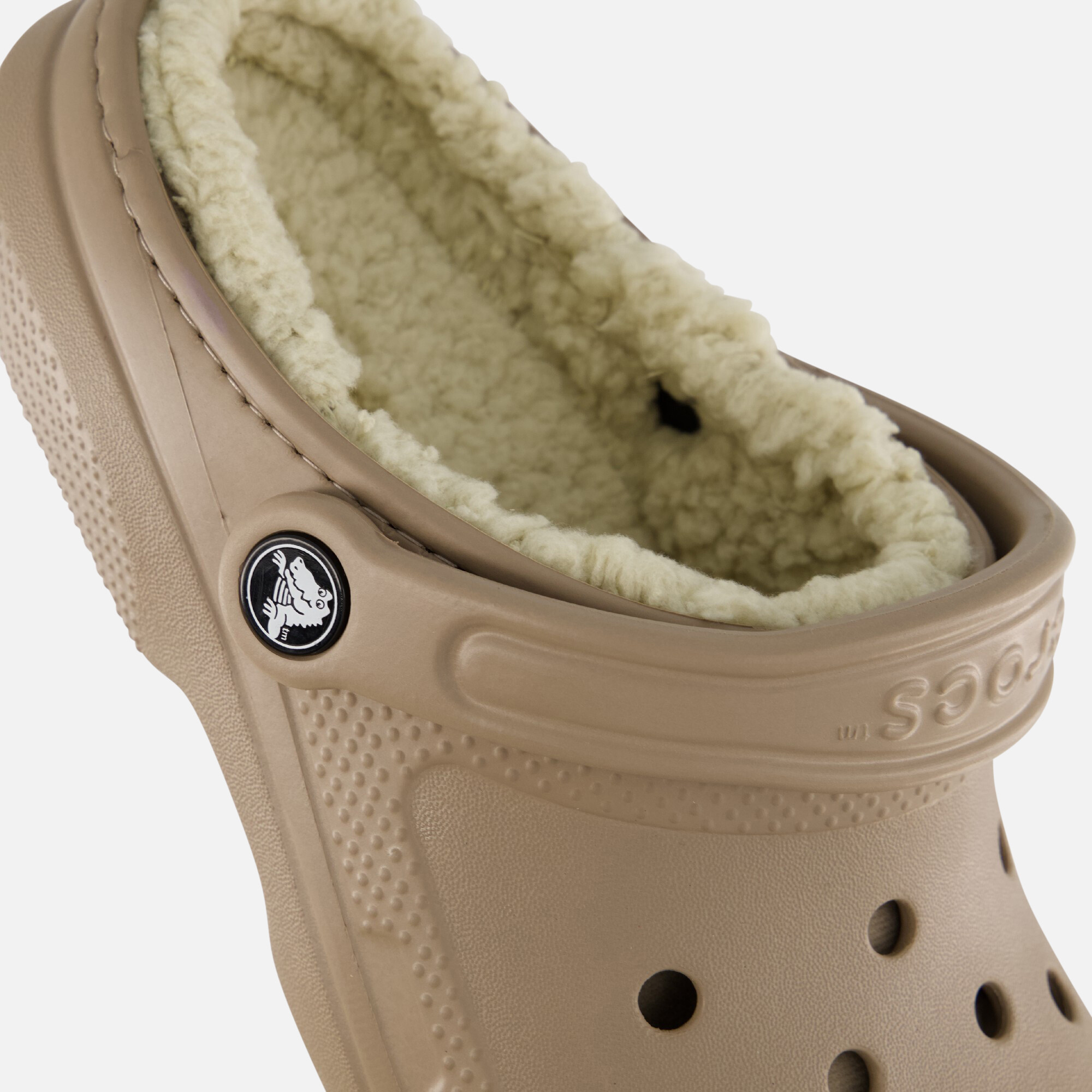 Crocs Classic Fuzz-Lined Slippers beige afbeelding 3