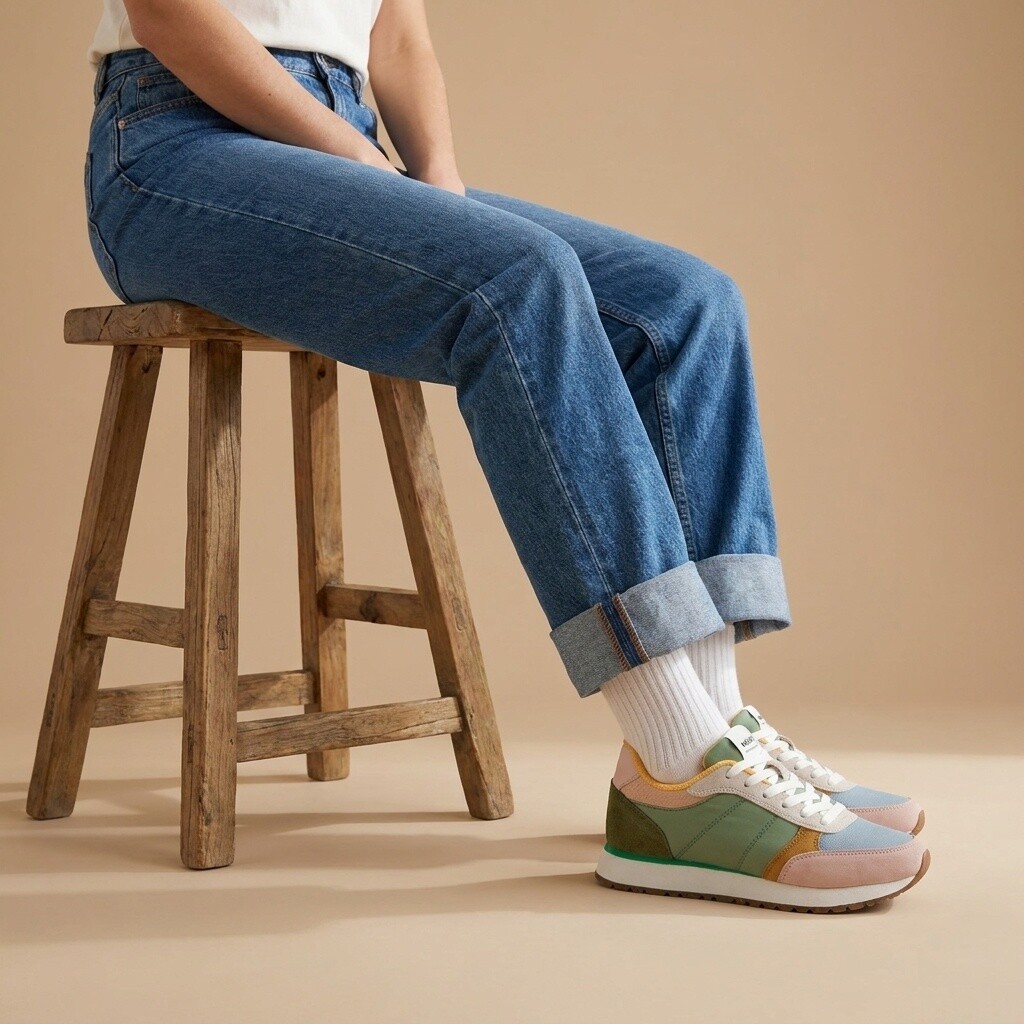 Woden Ronja Sneakers groen Textiel