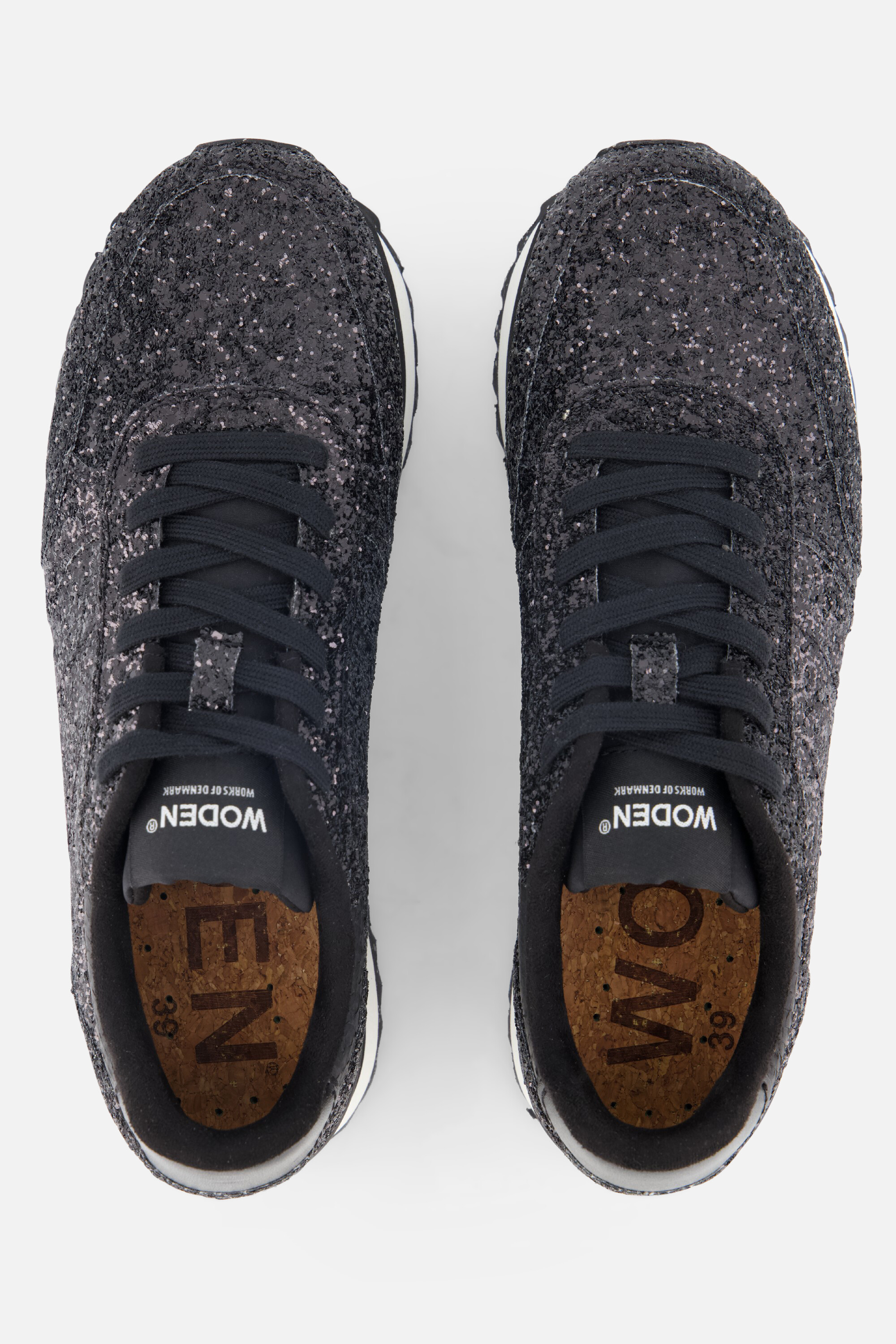Woden Ronja Glitter Plateau Sneakers zwart afbeelding 2
