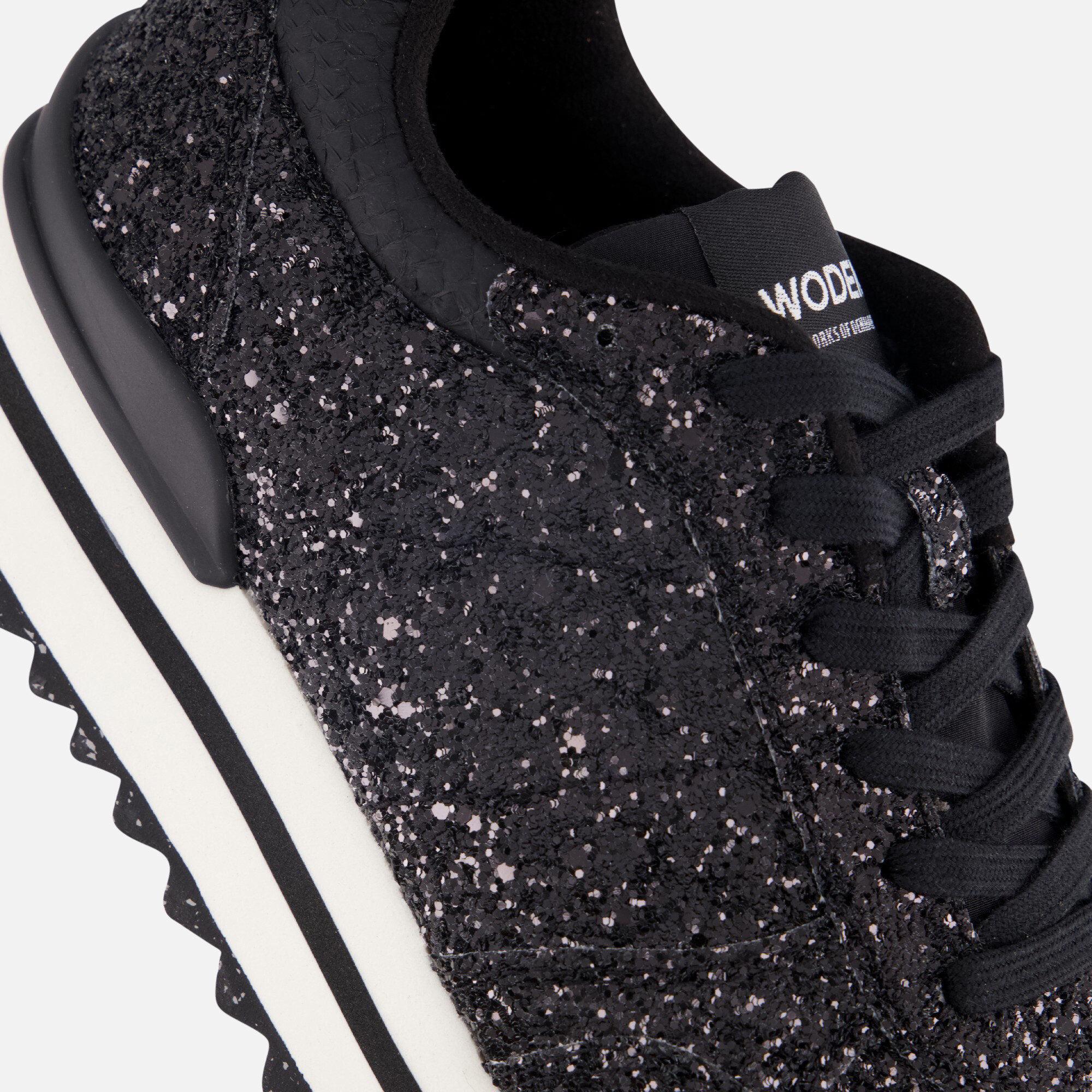 Woden Ronja Glitter Plateau Sneakers zwart afbeelding 4