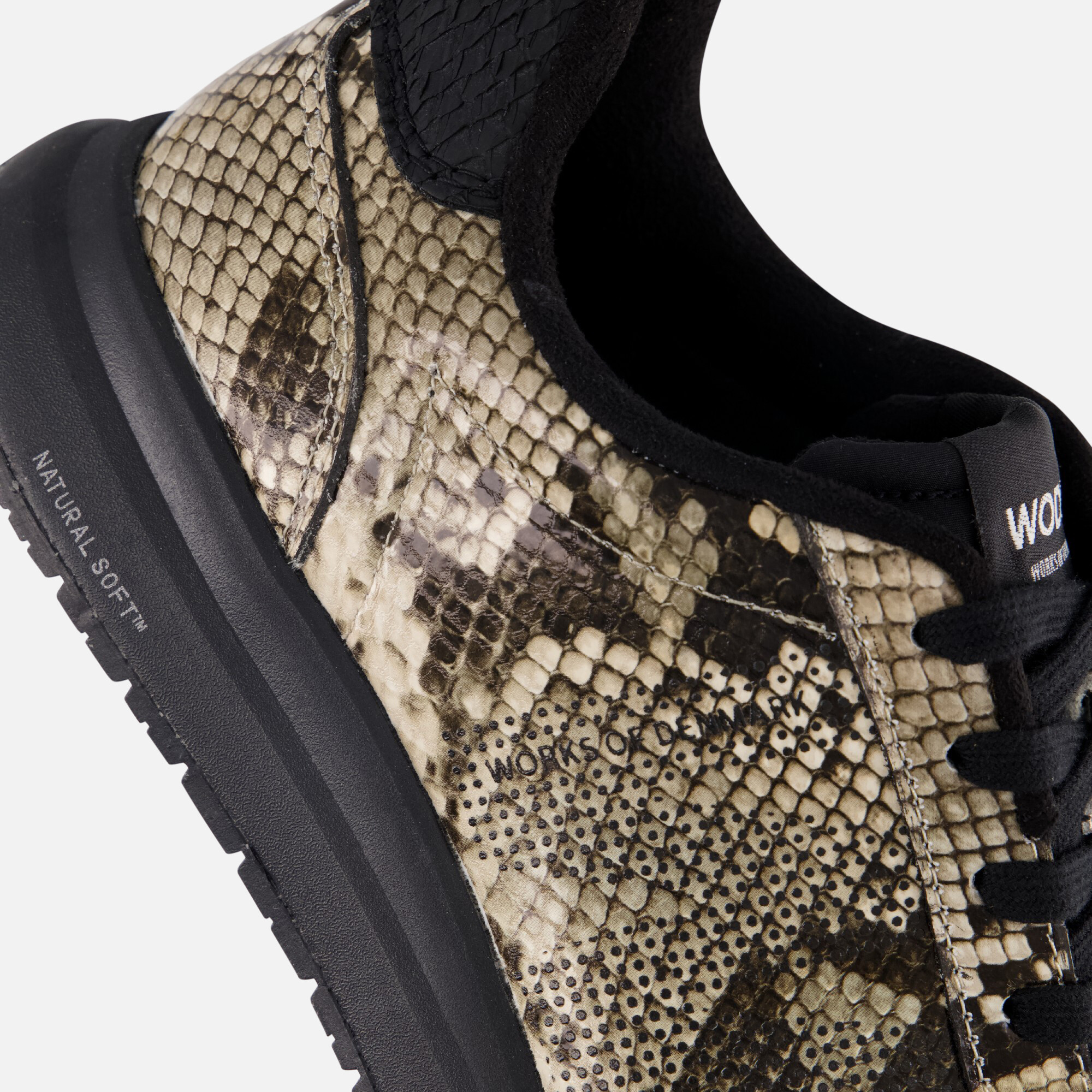Woden Nora Natural Soft Snake Sneakers zwart afbeelding 4