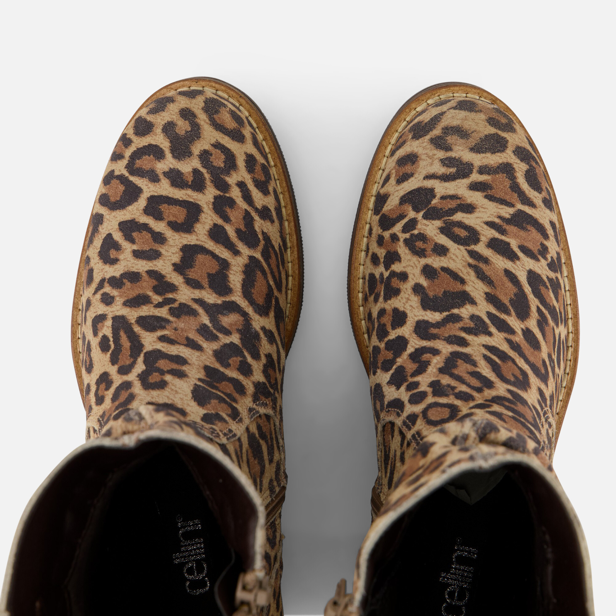Cellini Leopard Plooi Enkellaarsjes bruin Leer afbeelding 2