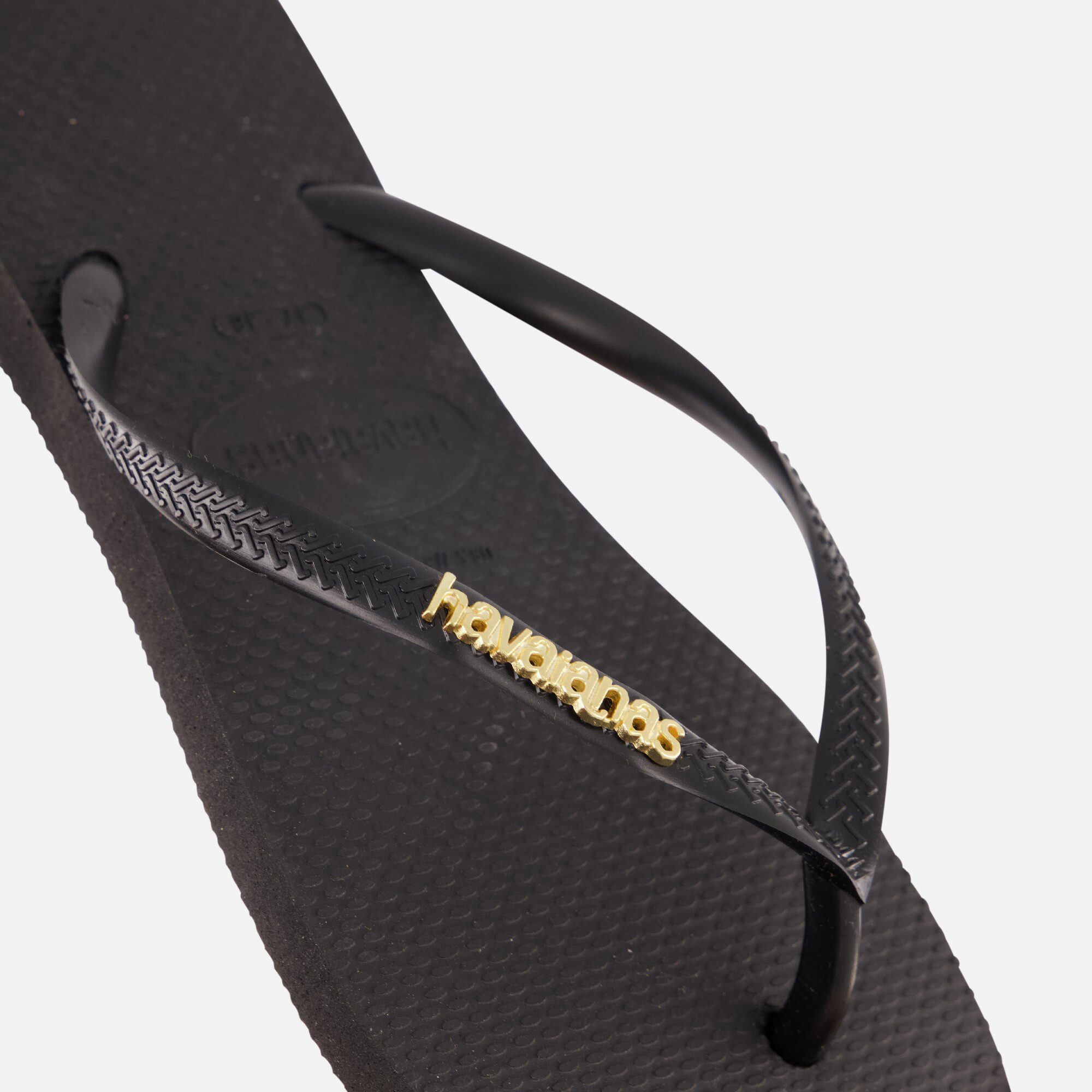 Havaianas Slim Logo Metallic Slippers zwart Rubber afbeelding 3
