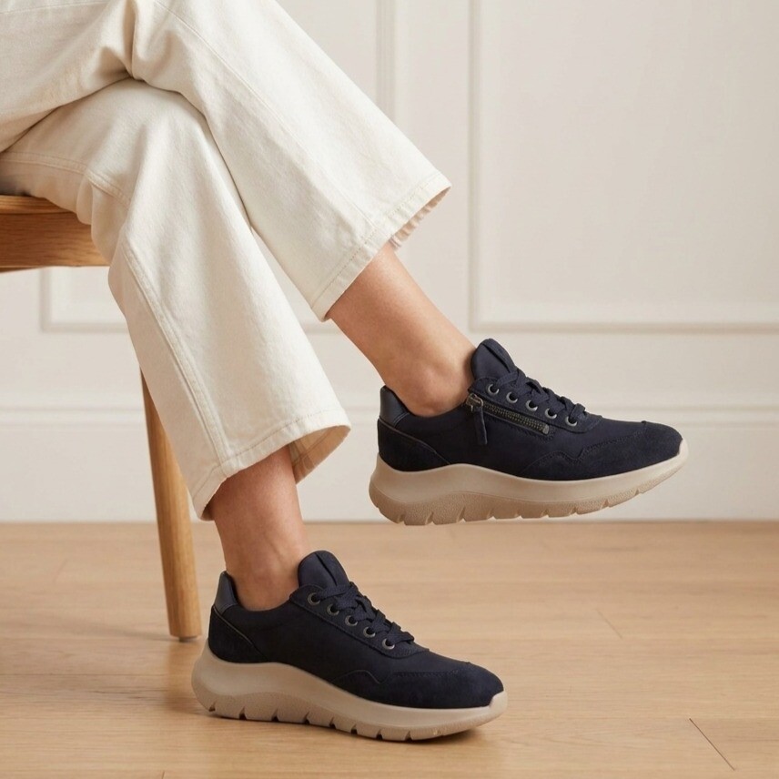 Ecco Ecco Valerie Side Zip Sneakers blauw Nubuck