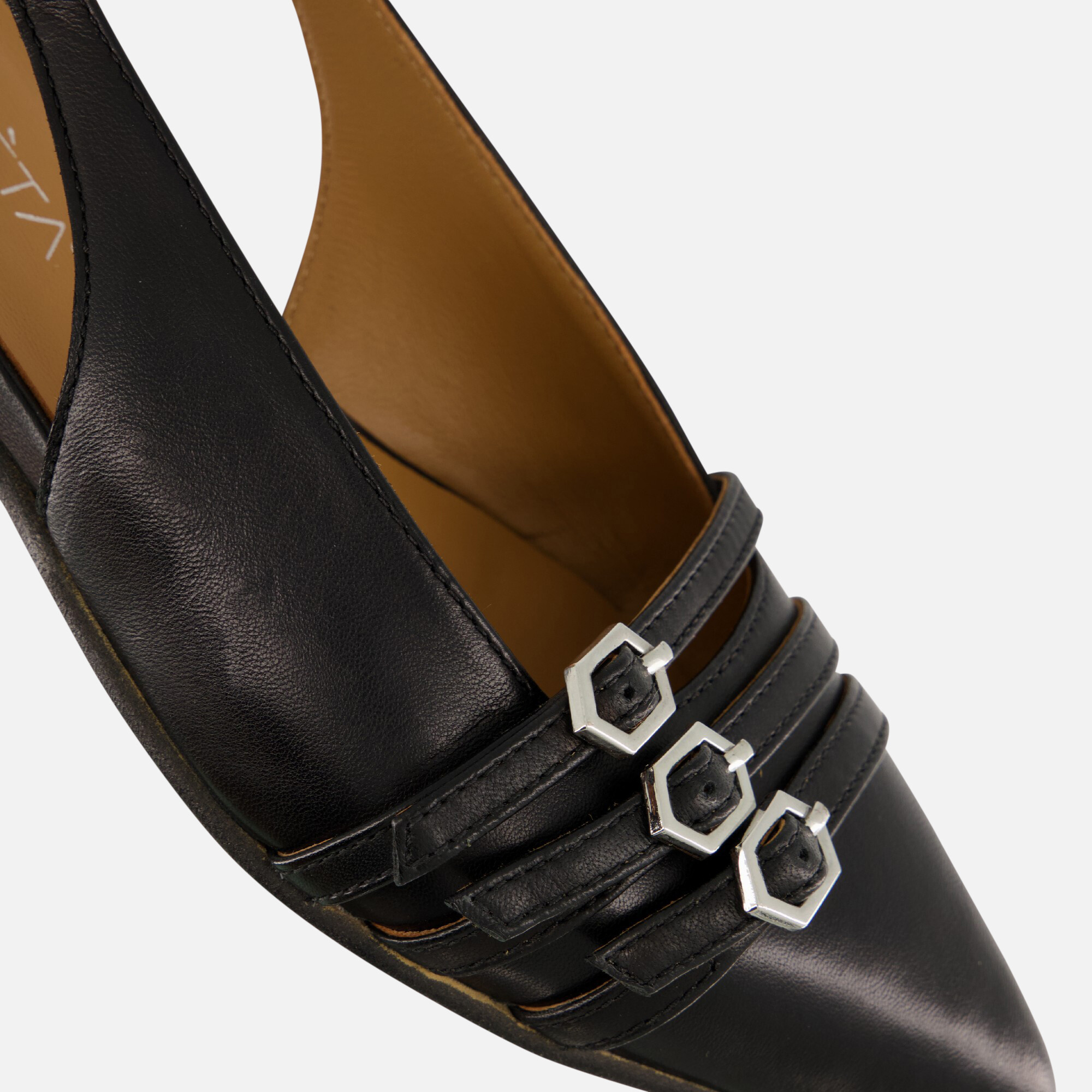 Linea Zeta Slingback Instappers zwart Leer afbeelding 3