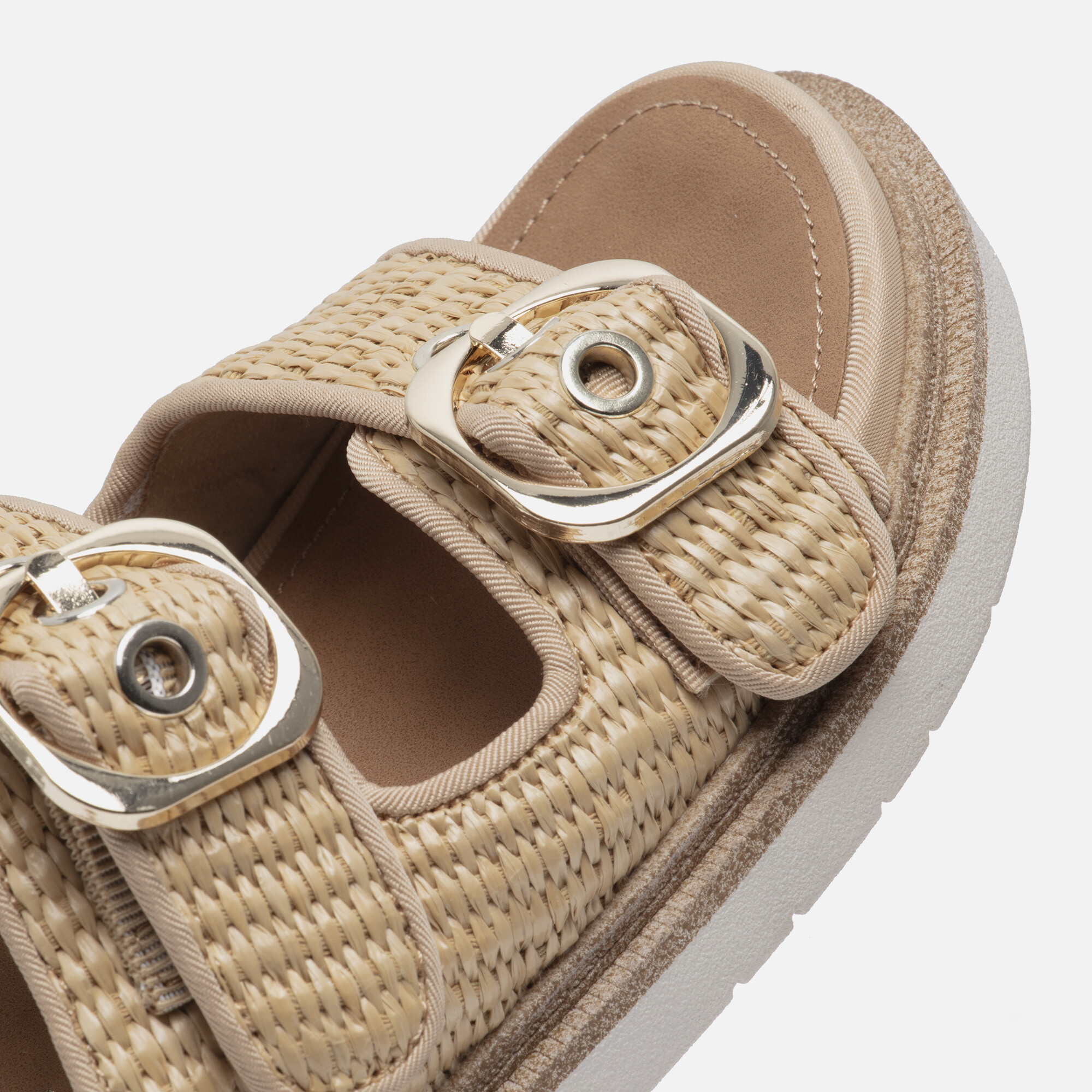 Tamaris Raffia Slippers beige Textiel afbeelding 3
