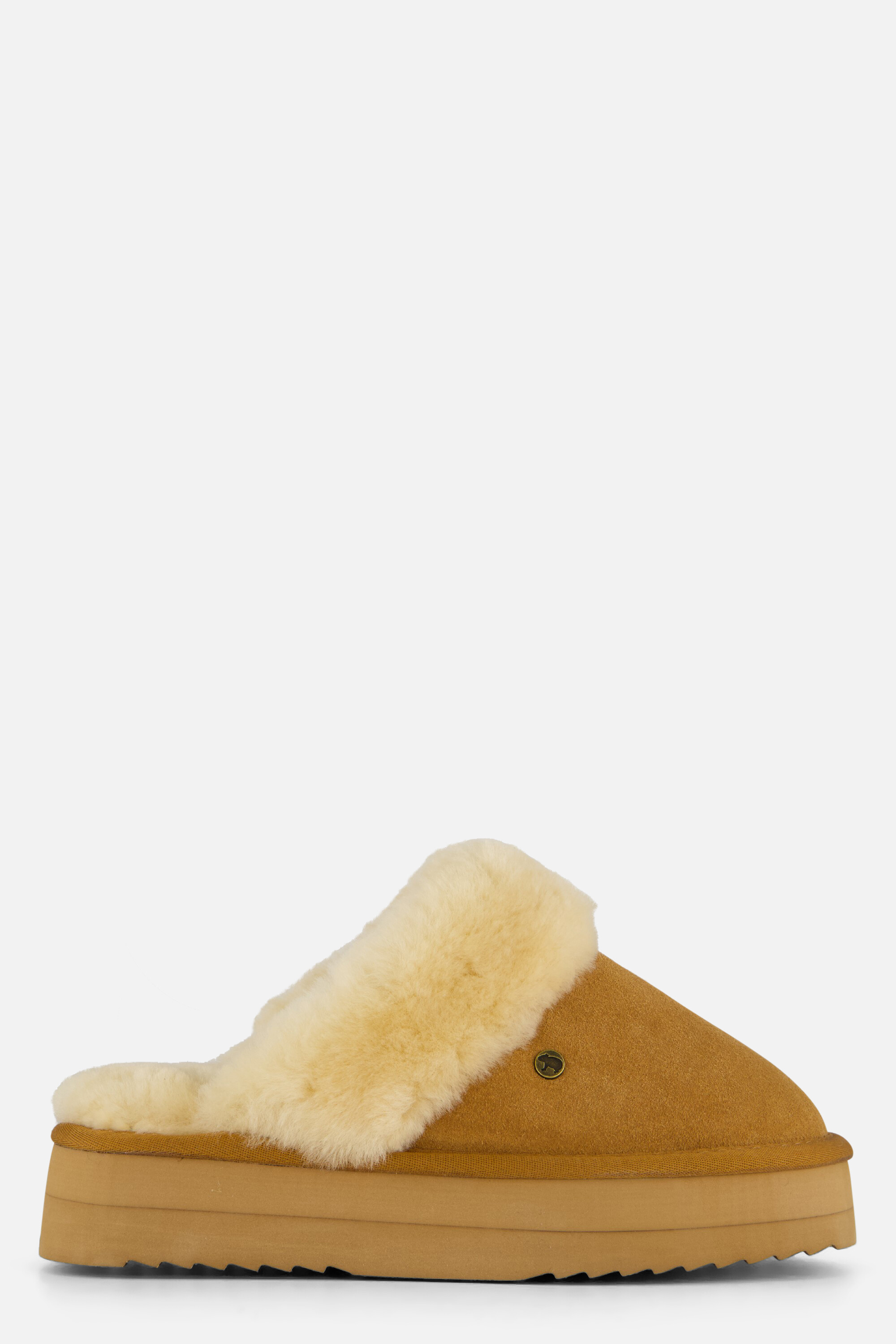 Warmbat Flurry Plateau Pantoffels cognac Suede afbeelding 4