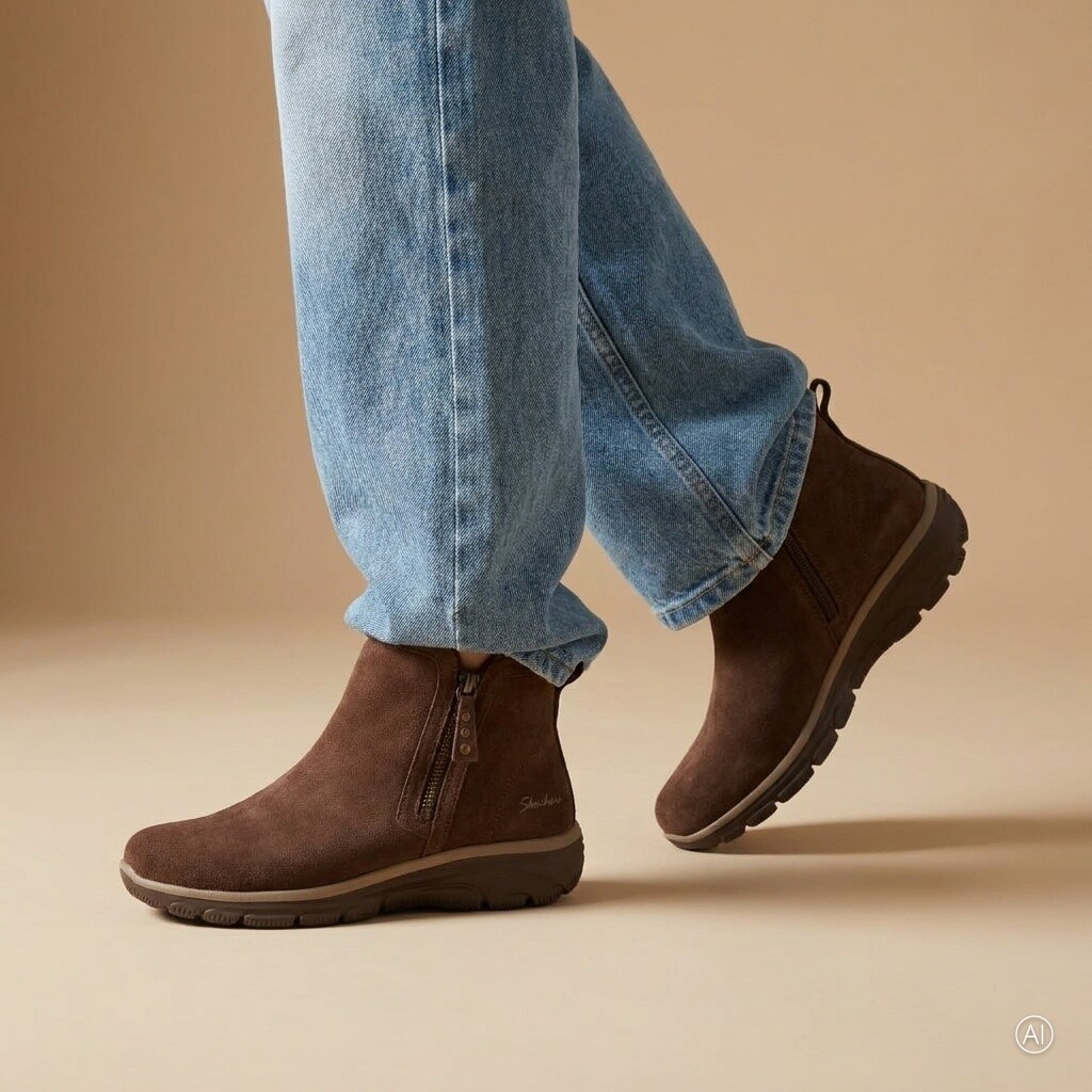 Skechers Skechers Easy Going Enkellaarsjes bruin Suède