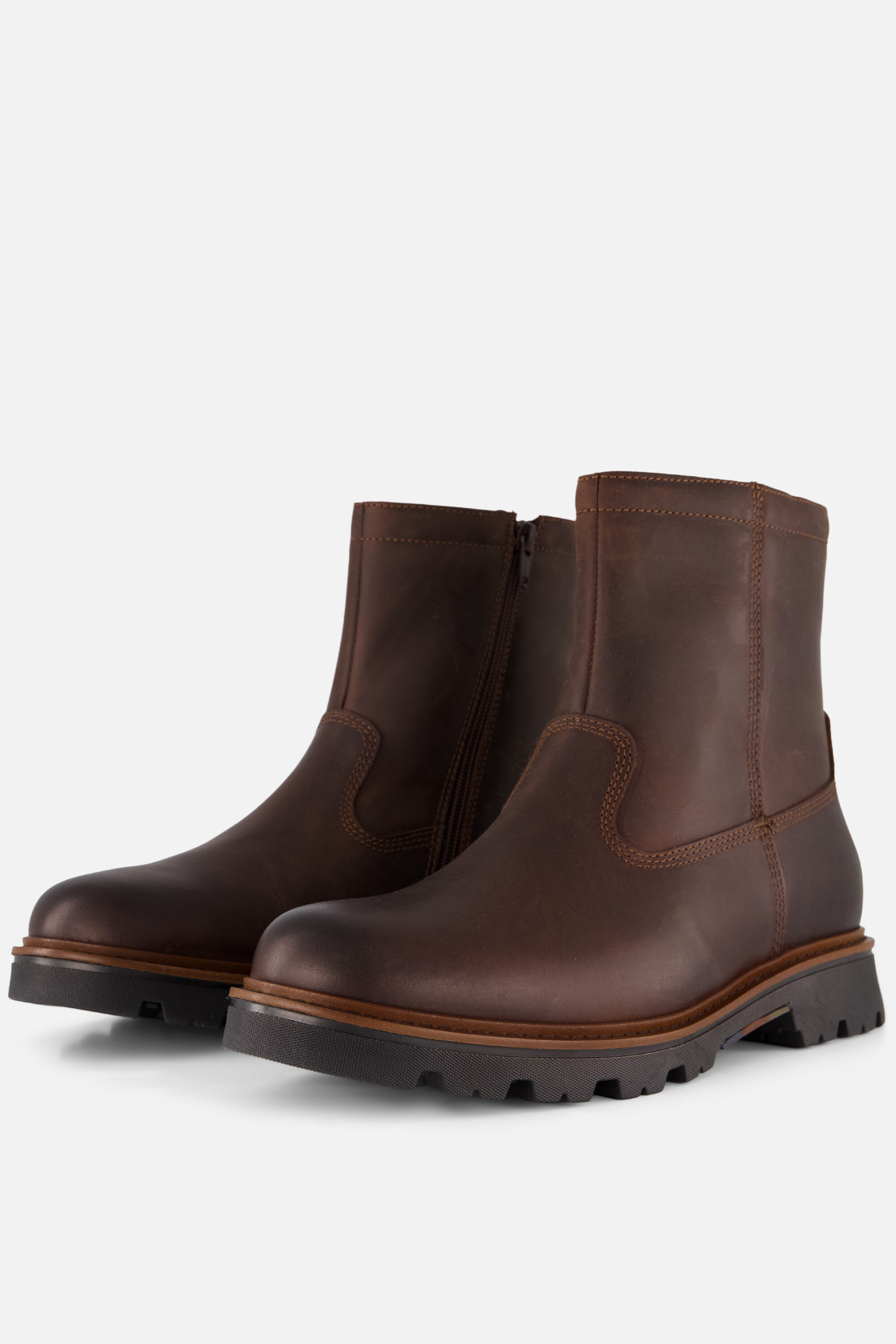 Outfielder Boots Met Rits bruin Leer