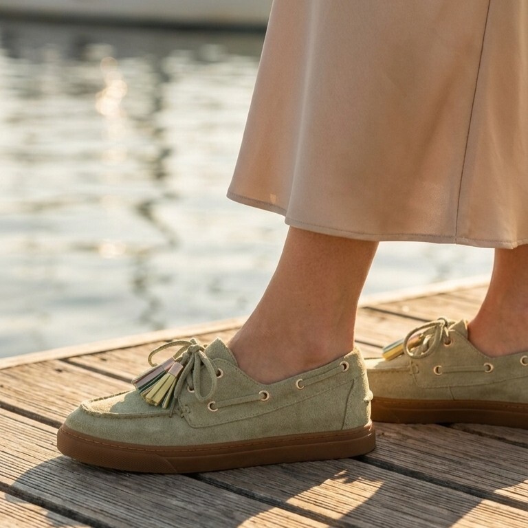 POSH by Poelman Posh Bootschoen Instappers groen Suède