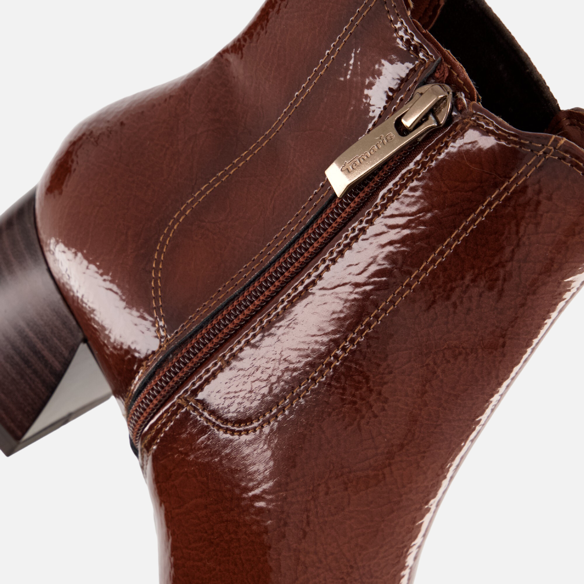 Tamaris Essentials Enkellaarsjes cognac Lak afbeelding 4