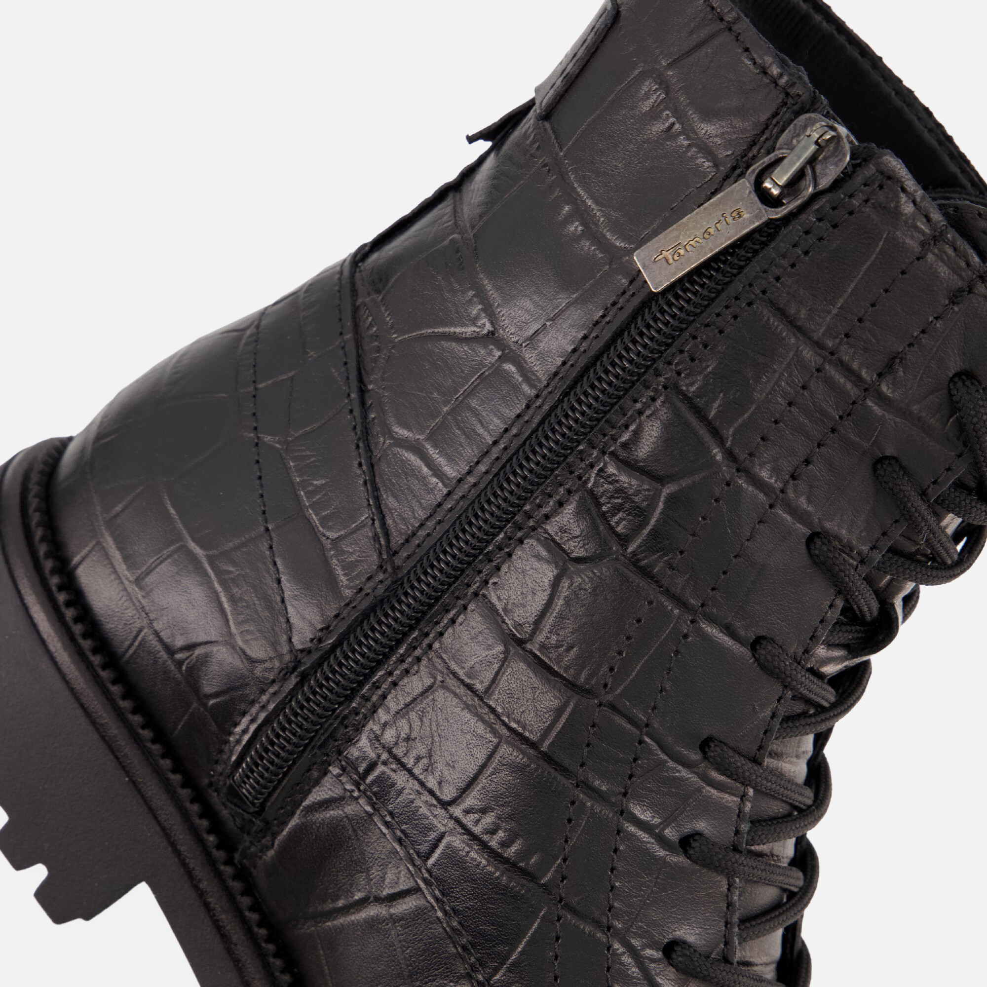 Tamaris Veterboots Croco zwart Leer afbeelding 4
