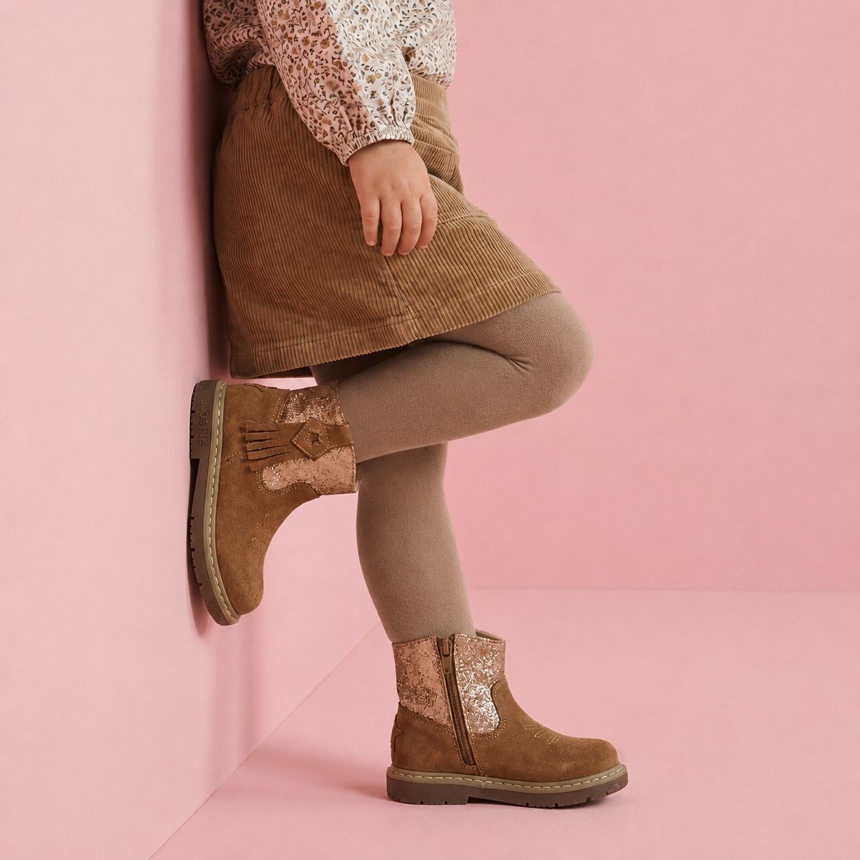 Shoesme Shoesme Glitter Laarsjes cognac Suede