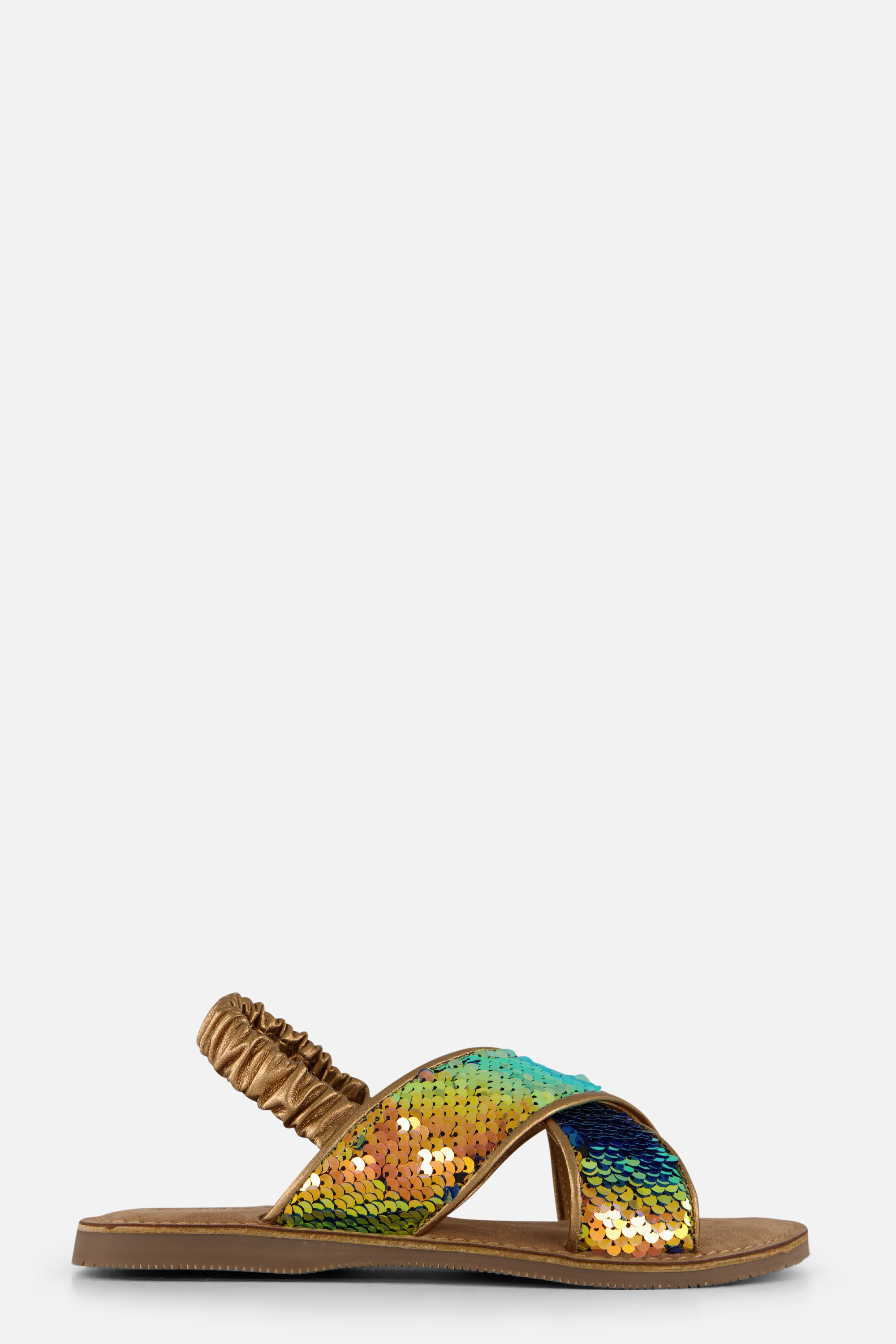 Muyters Pailetten Sandalen goud Leer afbeelding 4